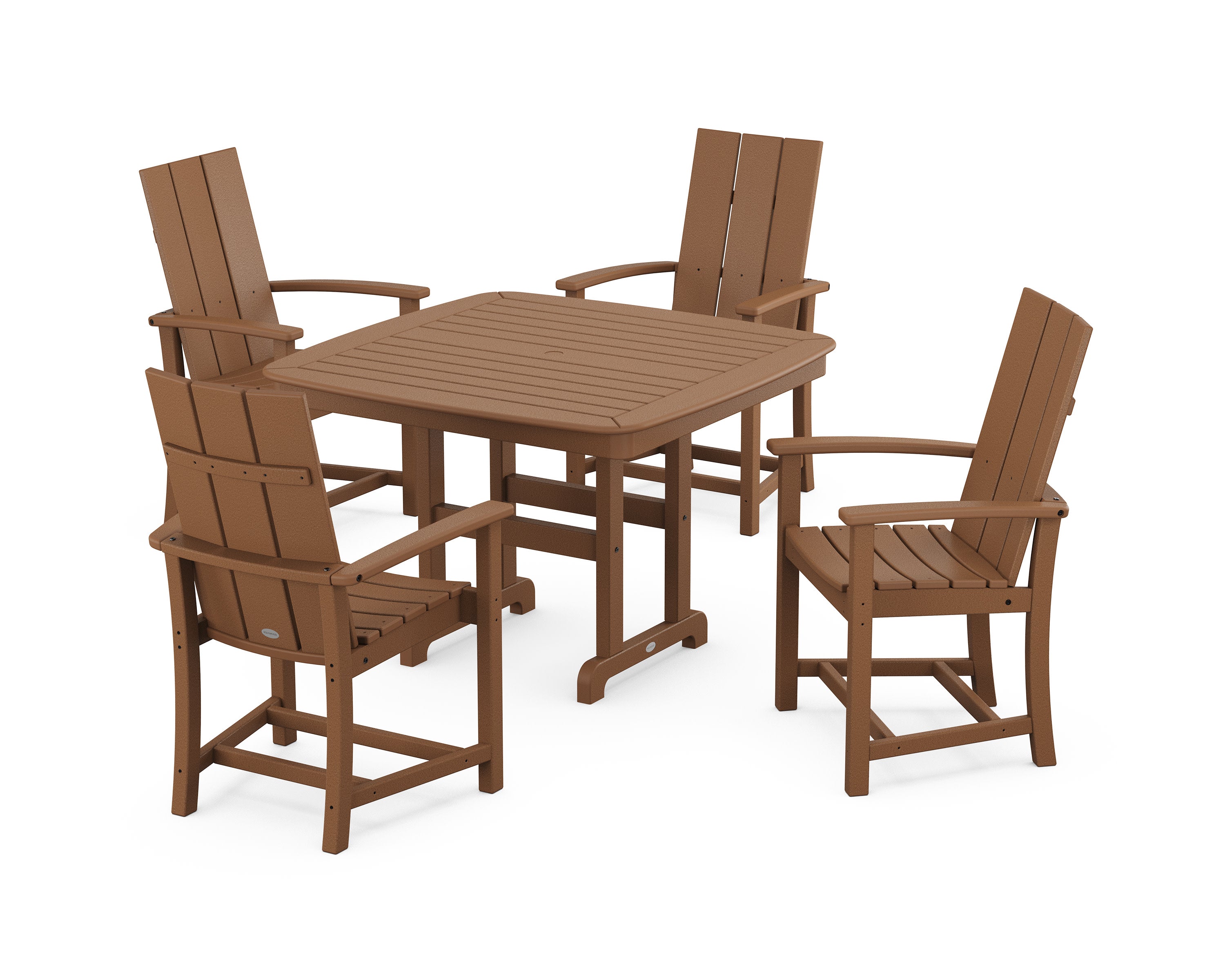 Modern Adirondack 5-Piece Dining Set with Trestle Legs in Teak