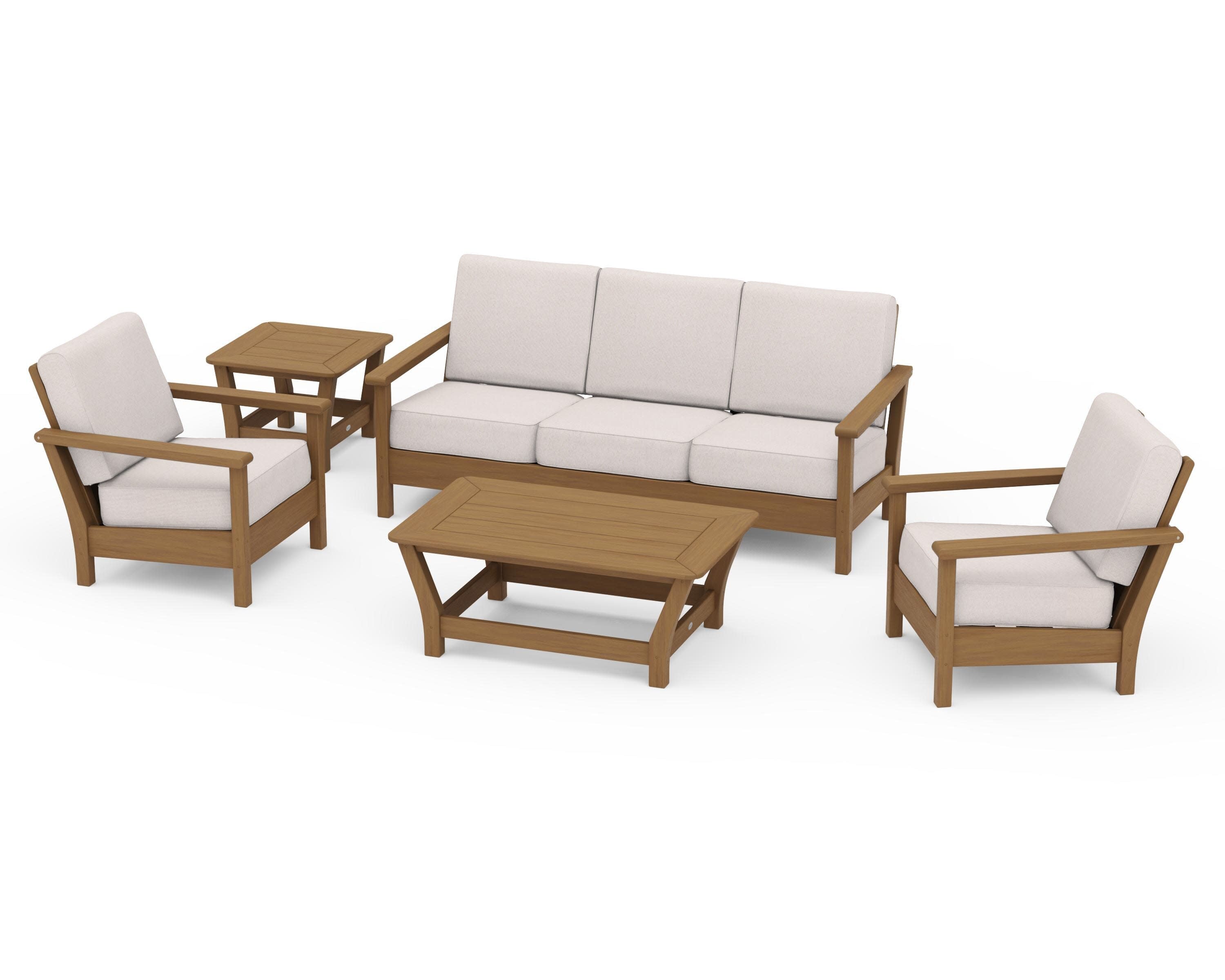 Harbour 5-Piece Deep Seating Set in Natural / Dune Burlap