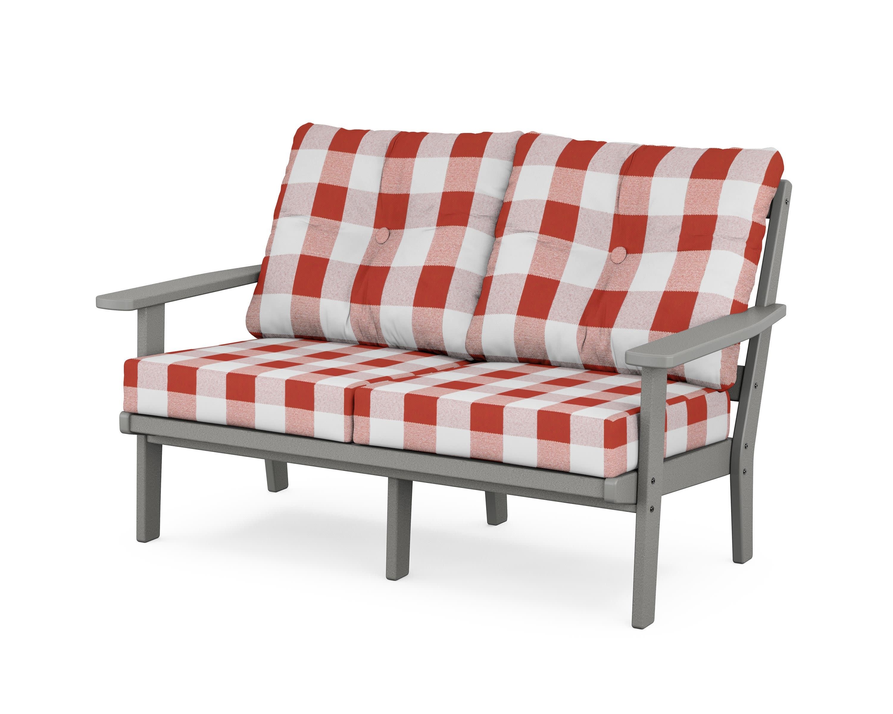 Prairie Deep SeatingLoveseat in Slate Grey / Buffalo Plaid Crimson