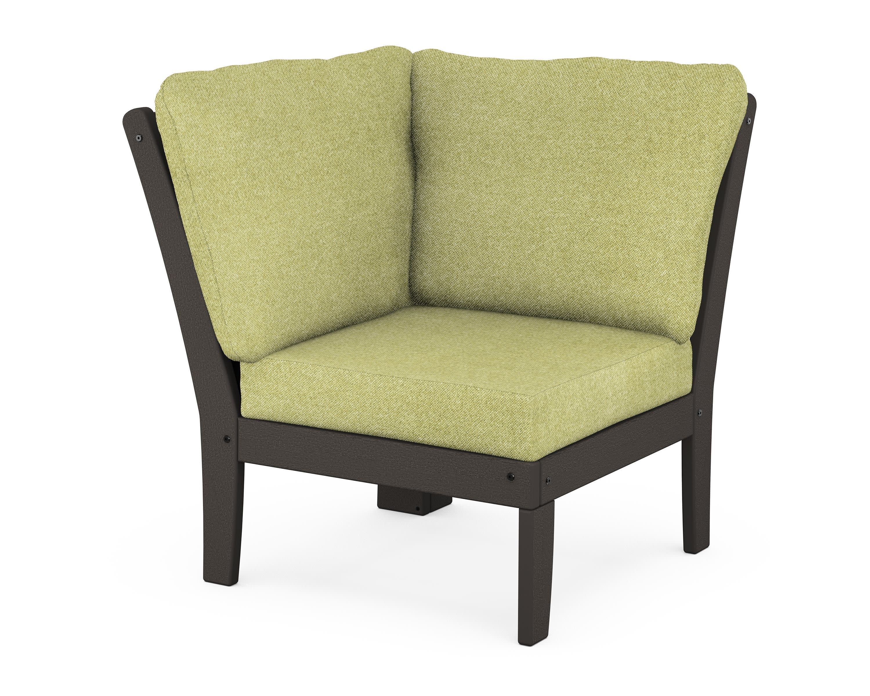 Braxton Modular Corner Chair in Vintage Coffee / Chartreuse Boucle