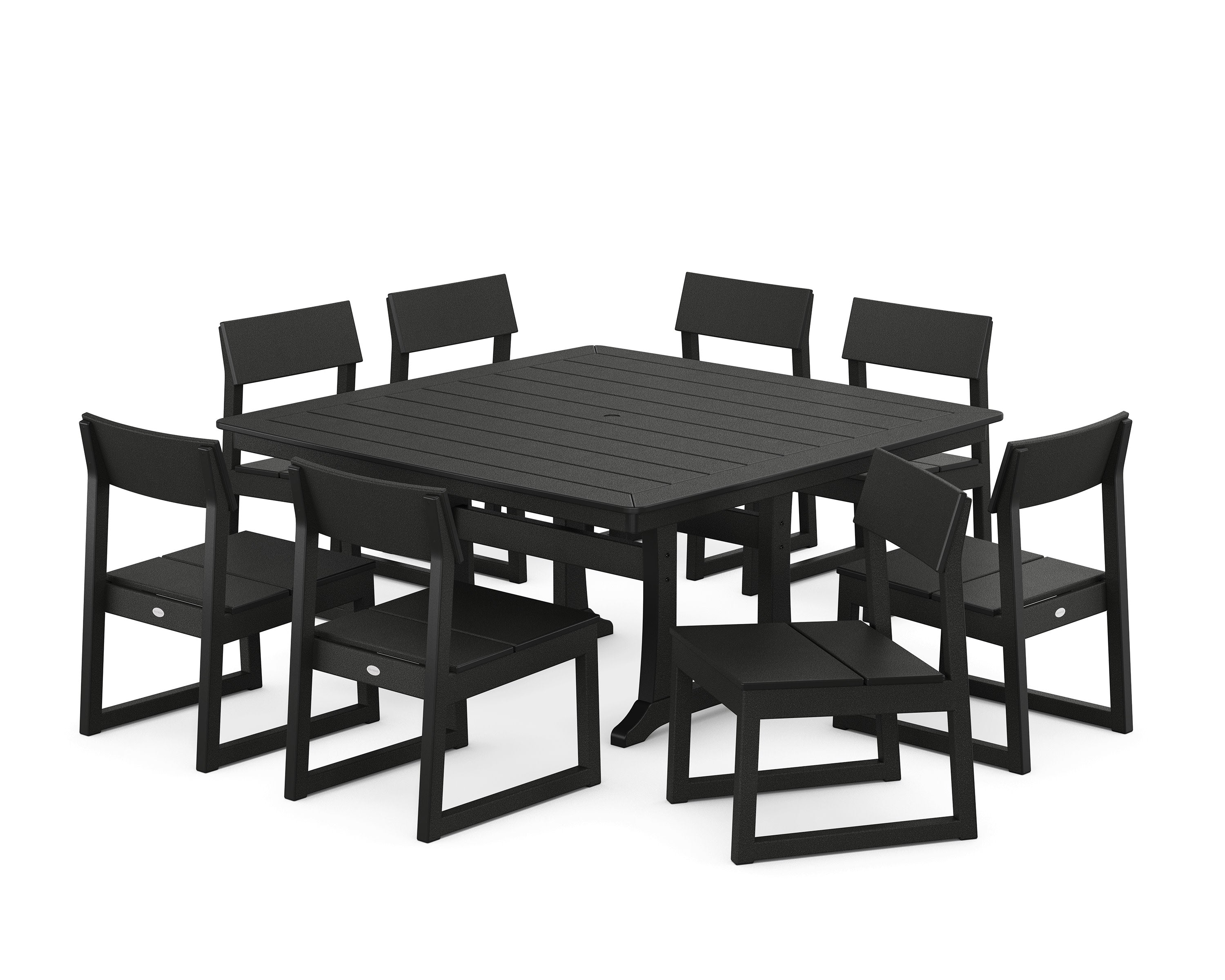 EDGE Side Chair 9-Piece Dining Set with Trestle Legs in Black