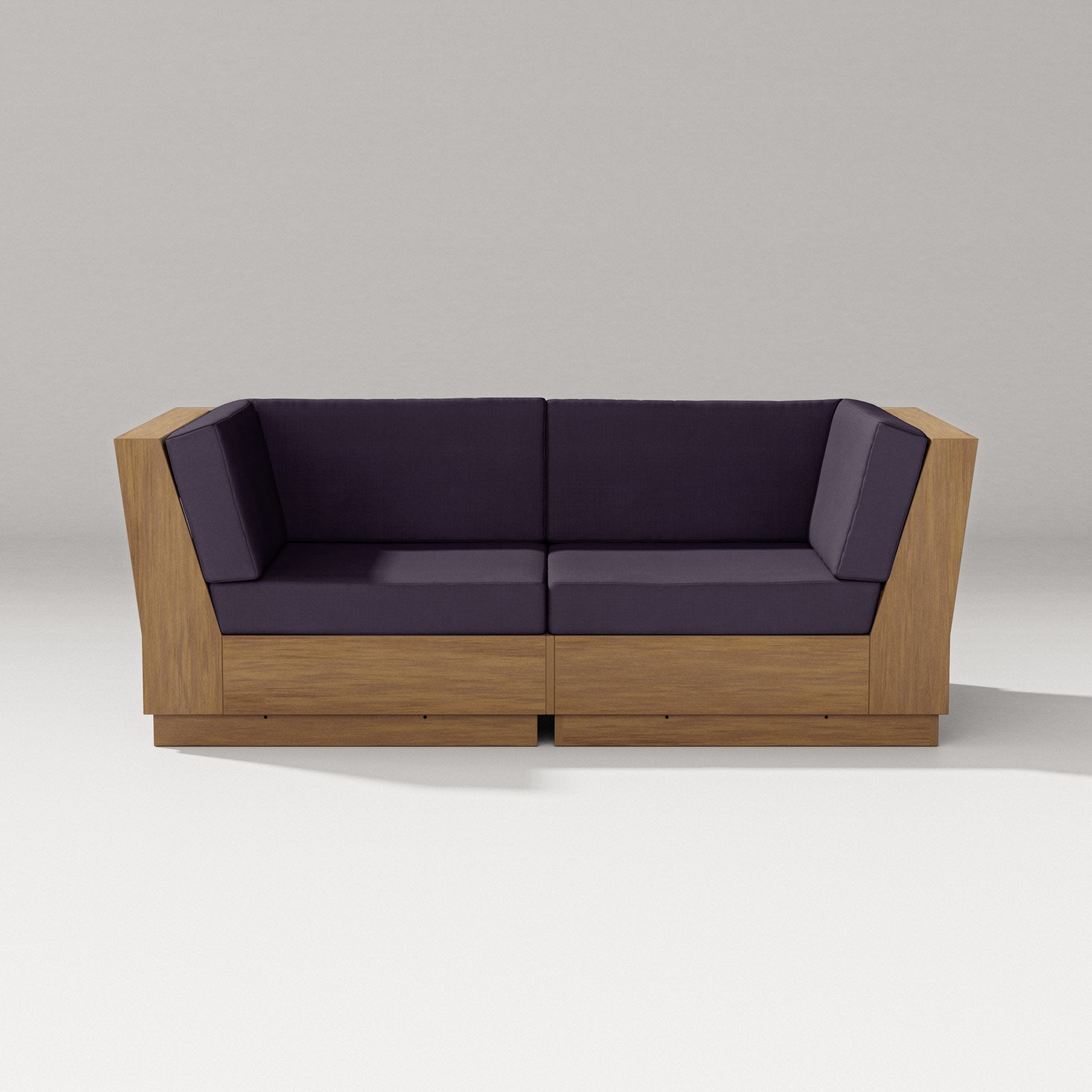 Elevate Loveseat Sectional in Natural / Navy Linen