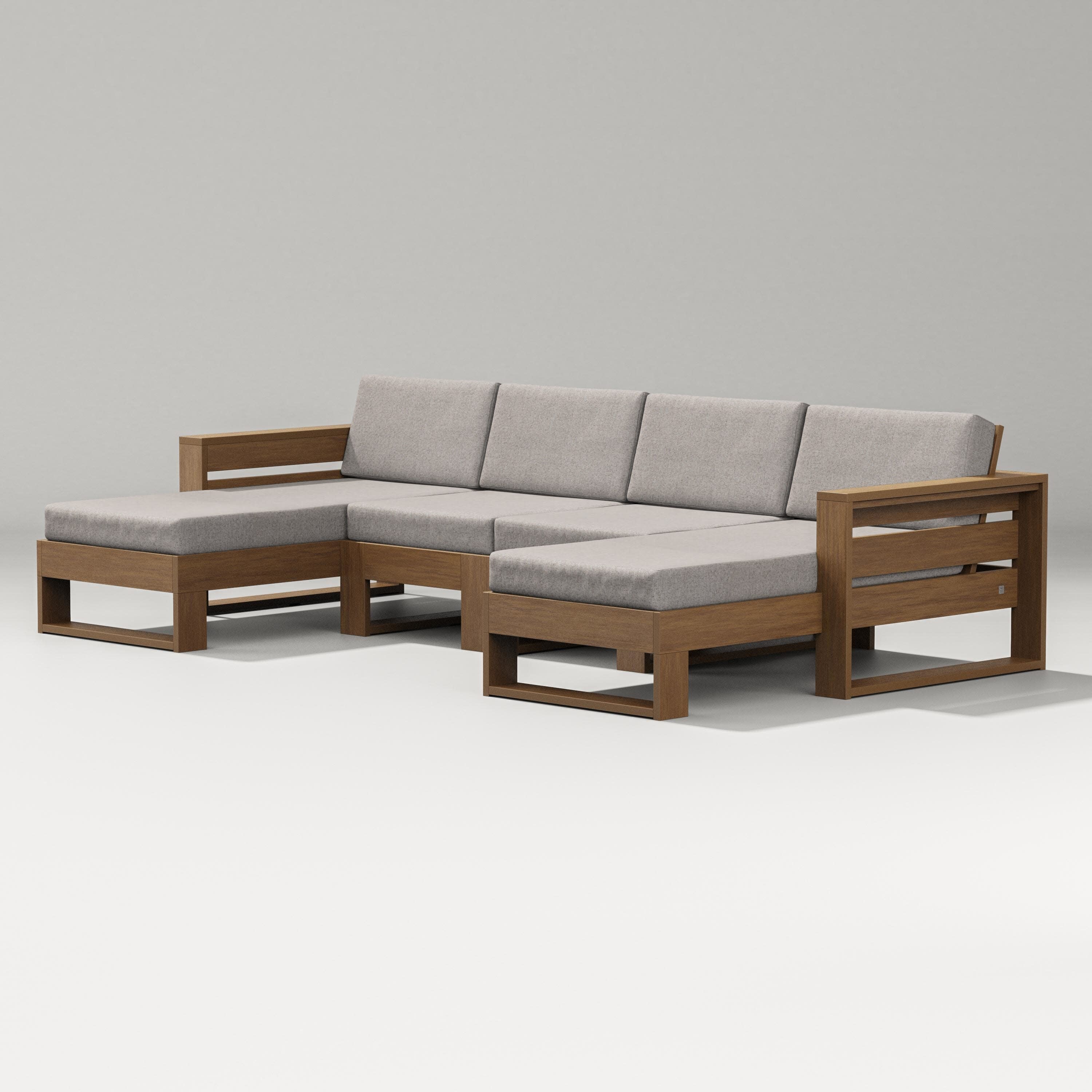 Latitude Double Chaise Sectional in Natural / Weathered Tweed