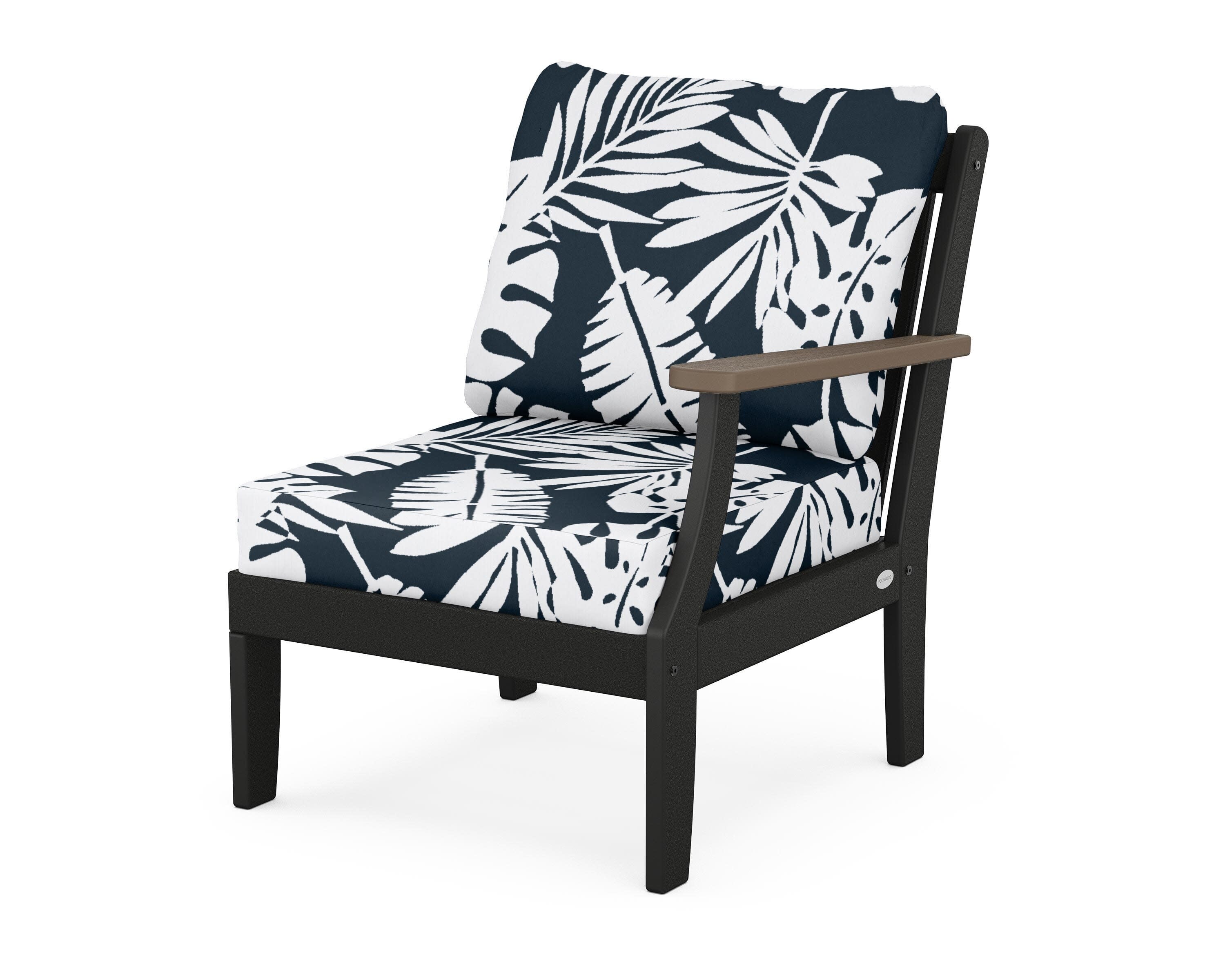 Braxton Modular Right Arm Chair in Black / Kona / Leaf Marine Indigo