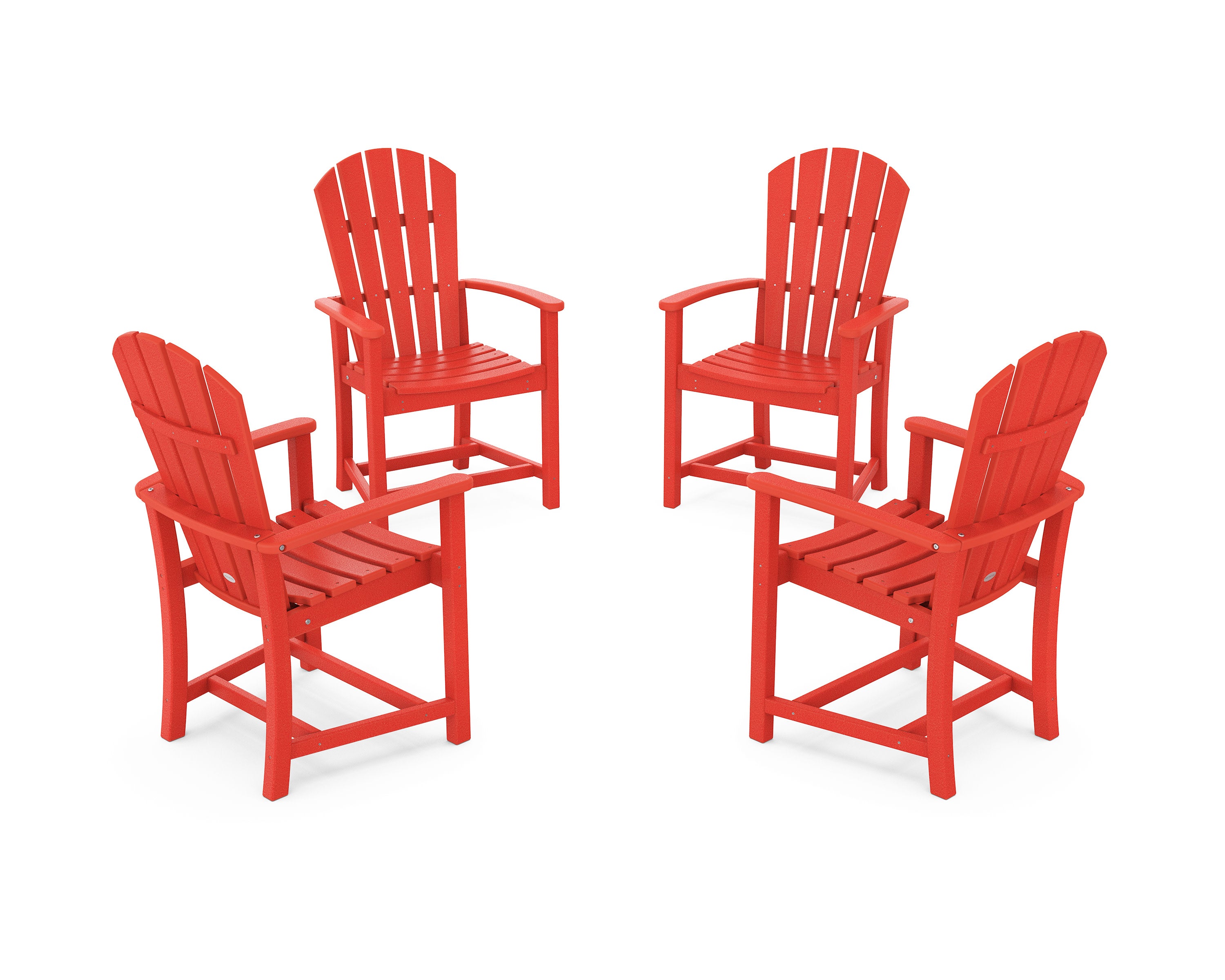 Palm Coast 4-Piece Upright Adirondack Conversation Set in Sunset Red