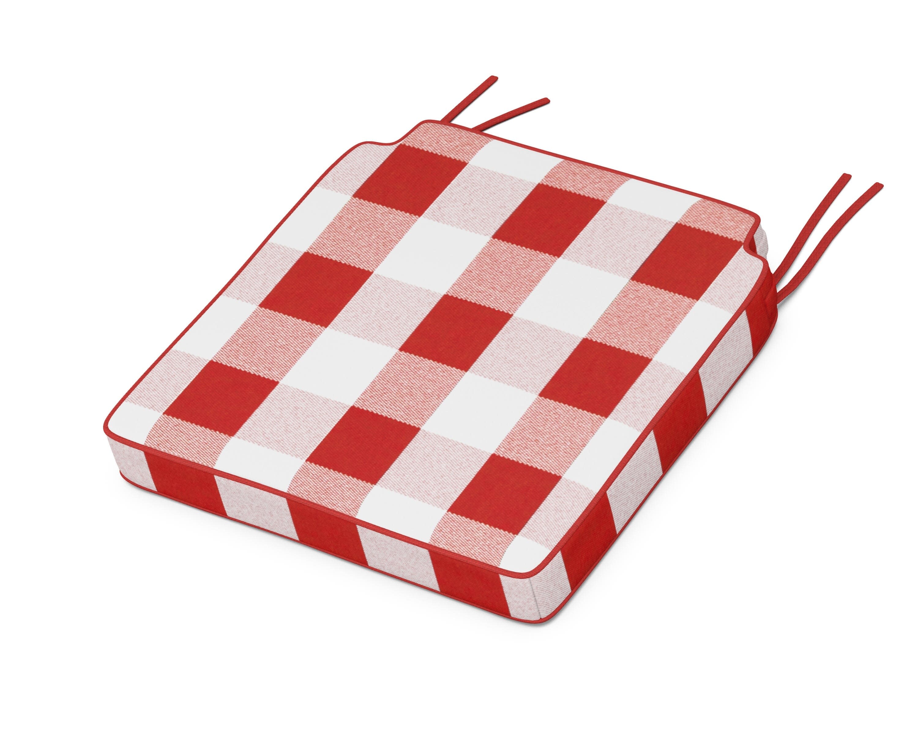 Acadia Dining Side Seat Cushion in Buffalo Plaid Crimson