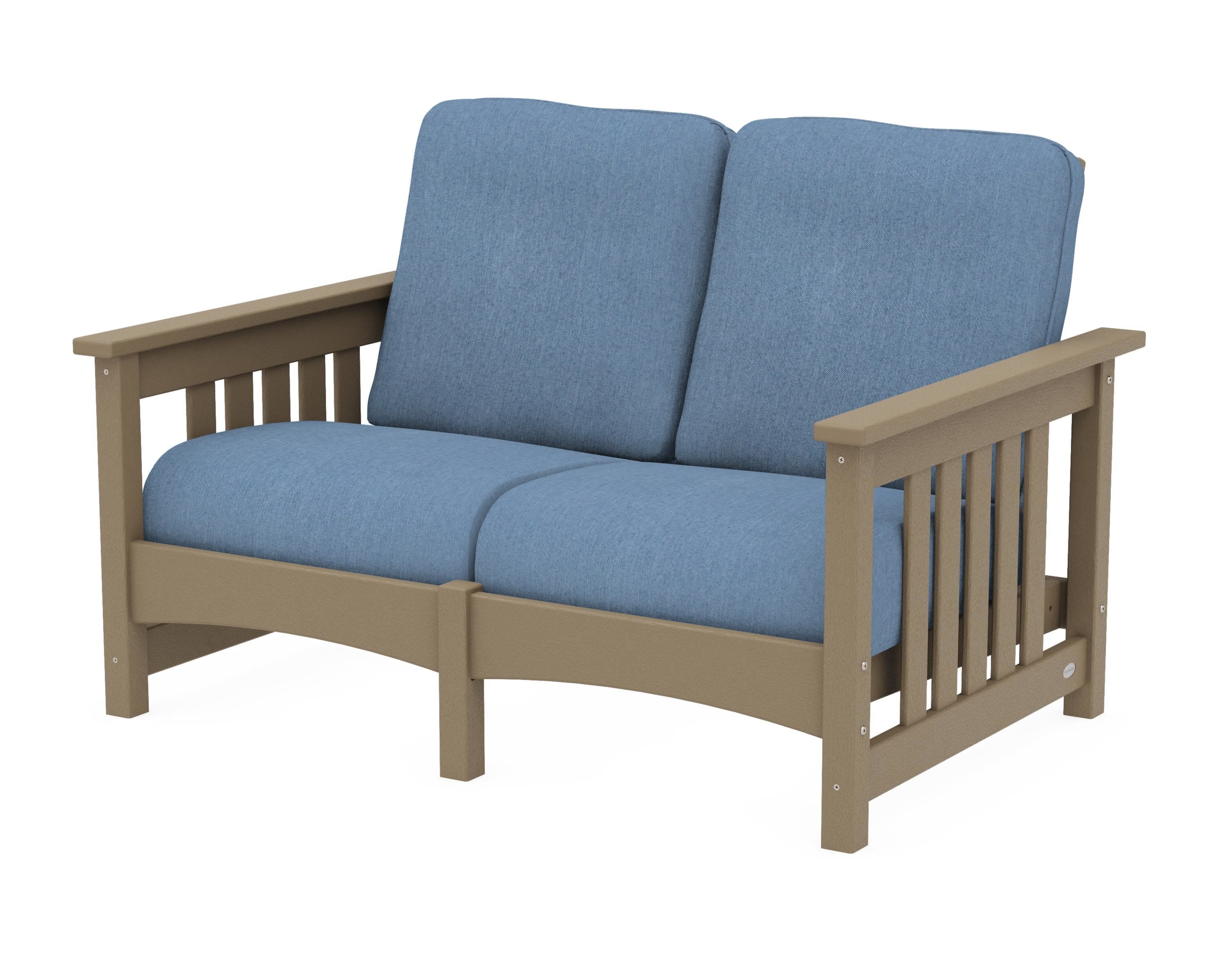 Club Mission Loveseat in Vintage Sahara / Sky Blue