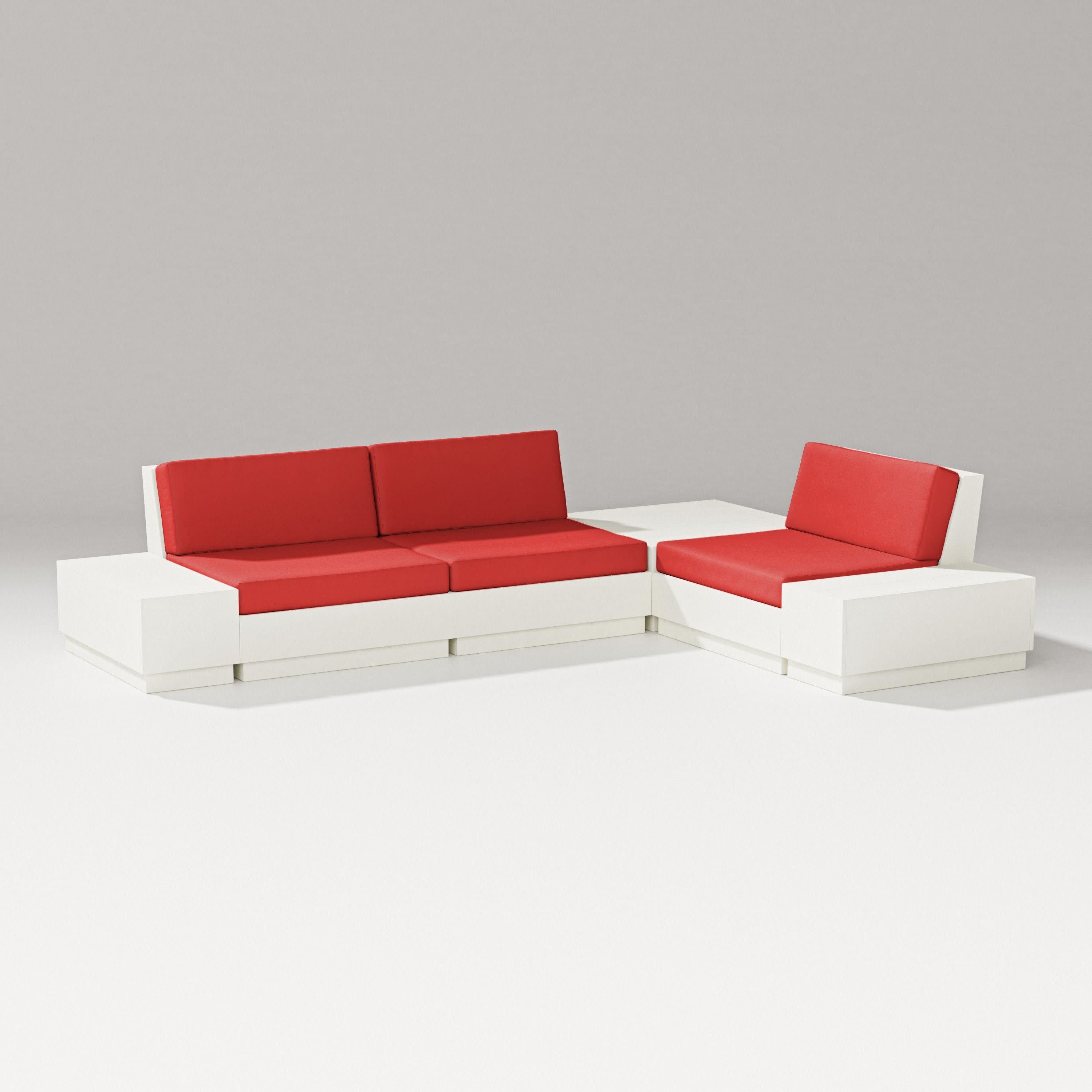 Elevate 6-Piece Corner Sectional in Vintage White / Crimson Linen
