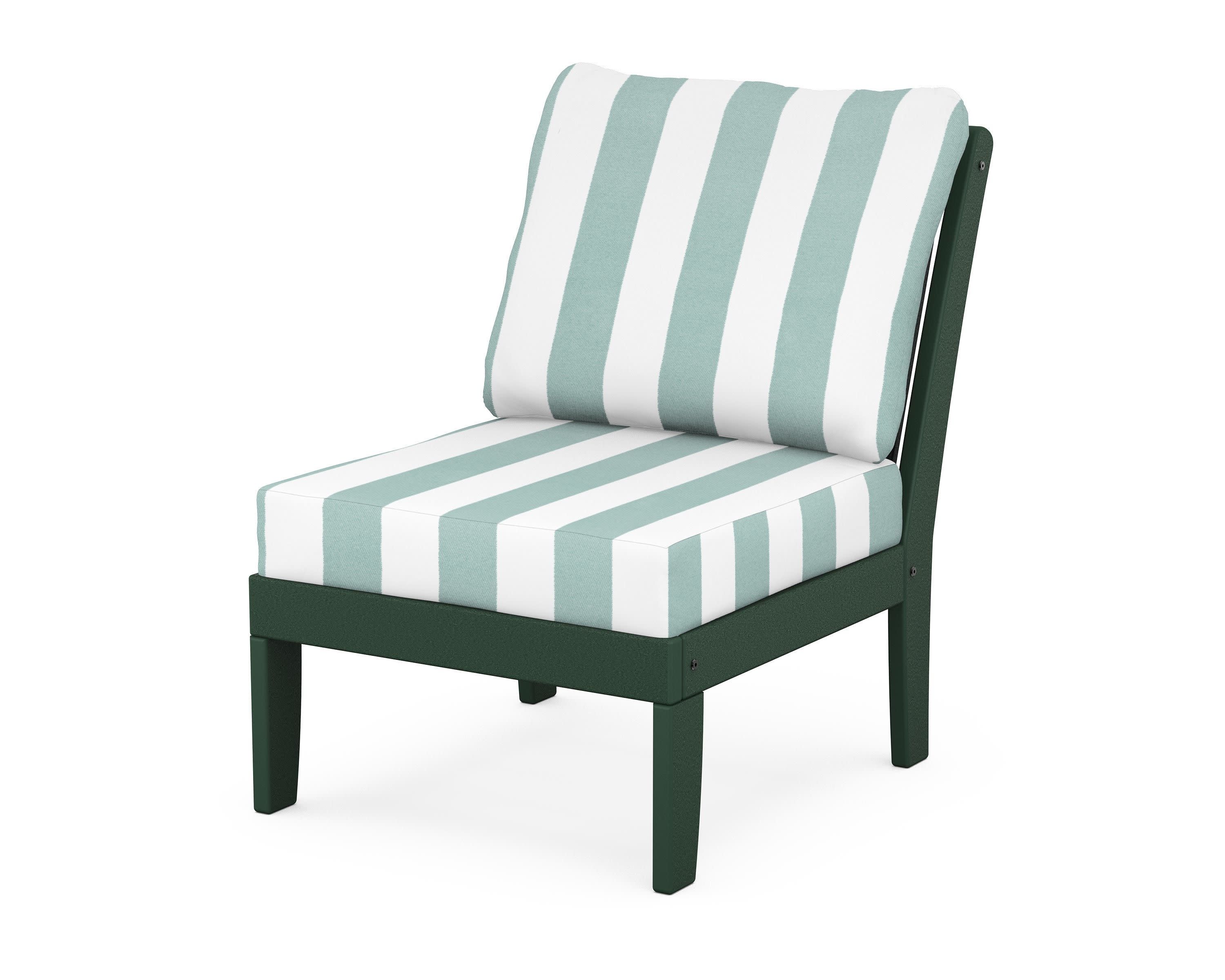 Braxton Modular Armless Chair in Green / Cabana Stripe Glacier Spa