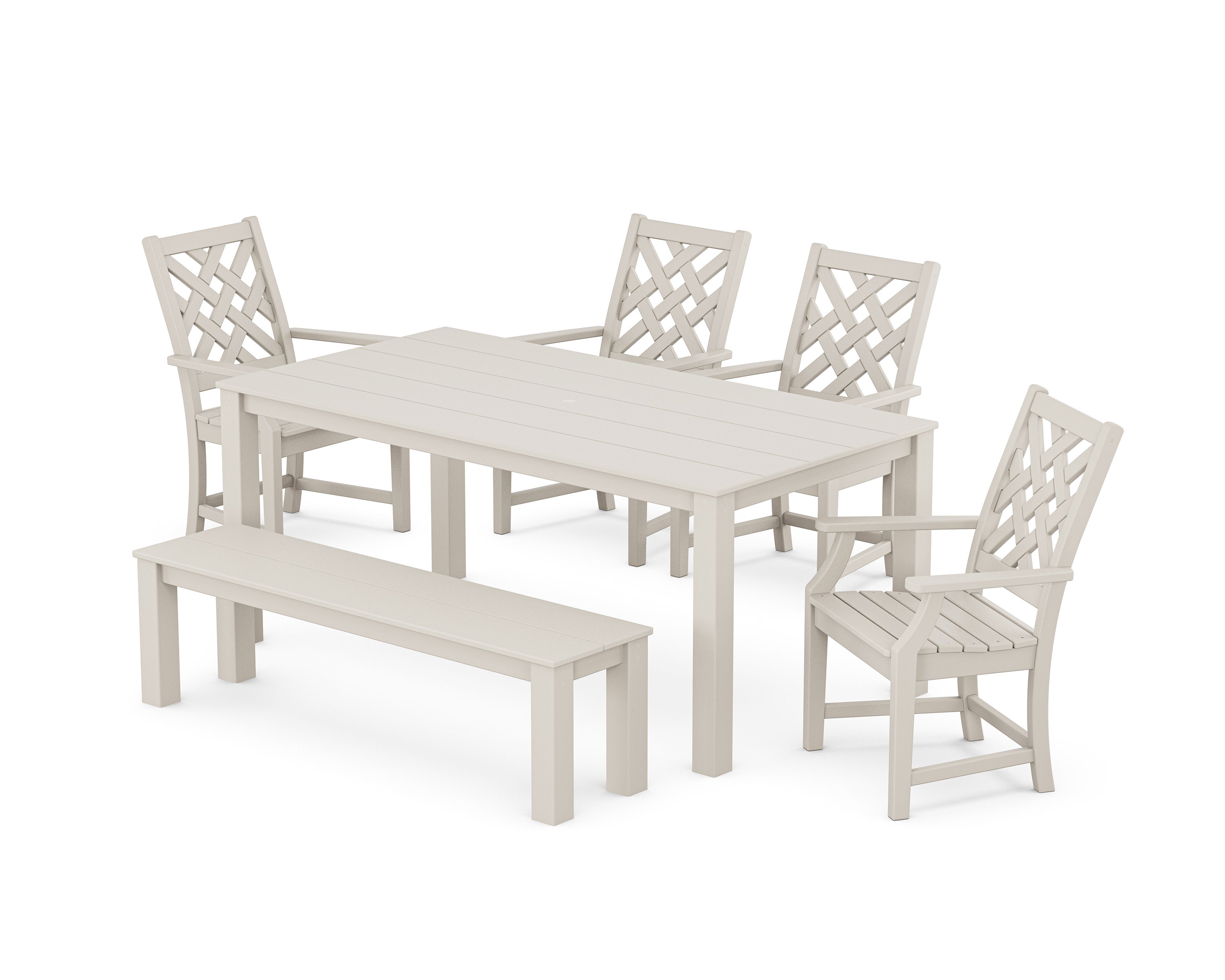 Wovendale 6-Piece Parsons Dining Set with Bench in Sand