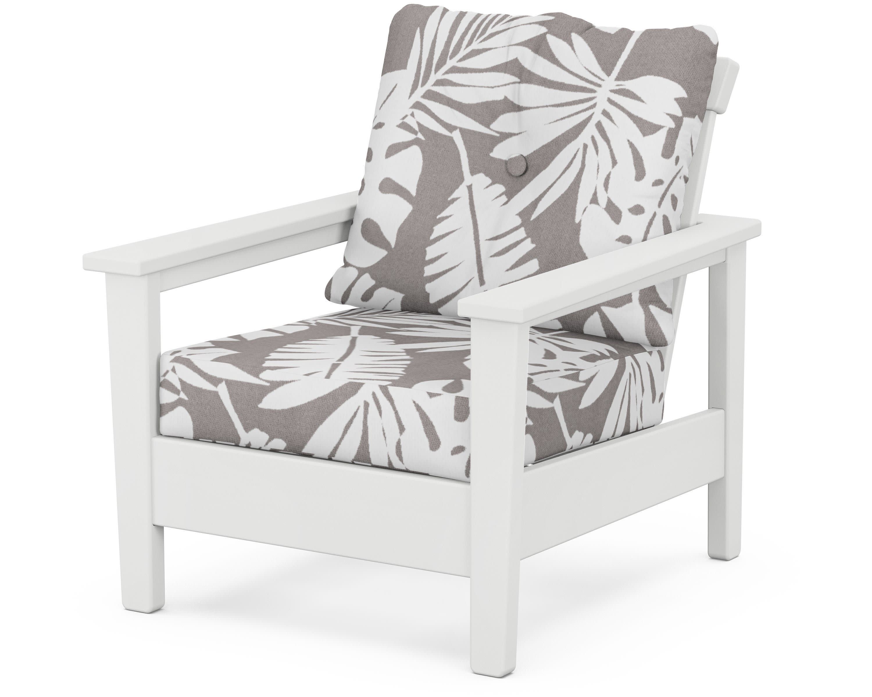 Prescott Deep Seating Chair in White / Leaf Grey Mist