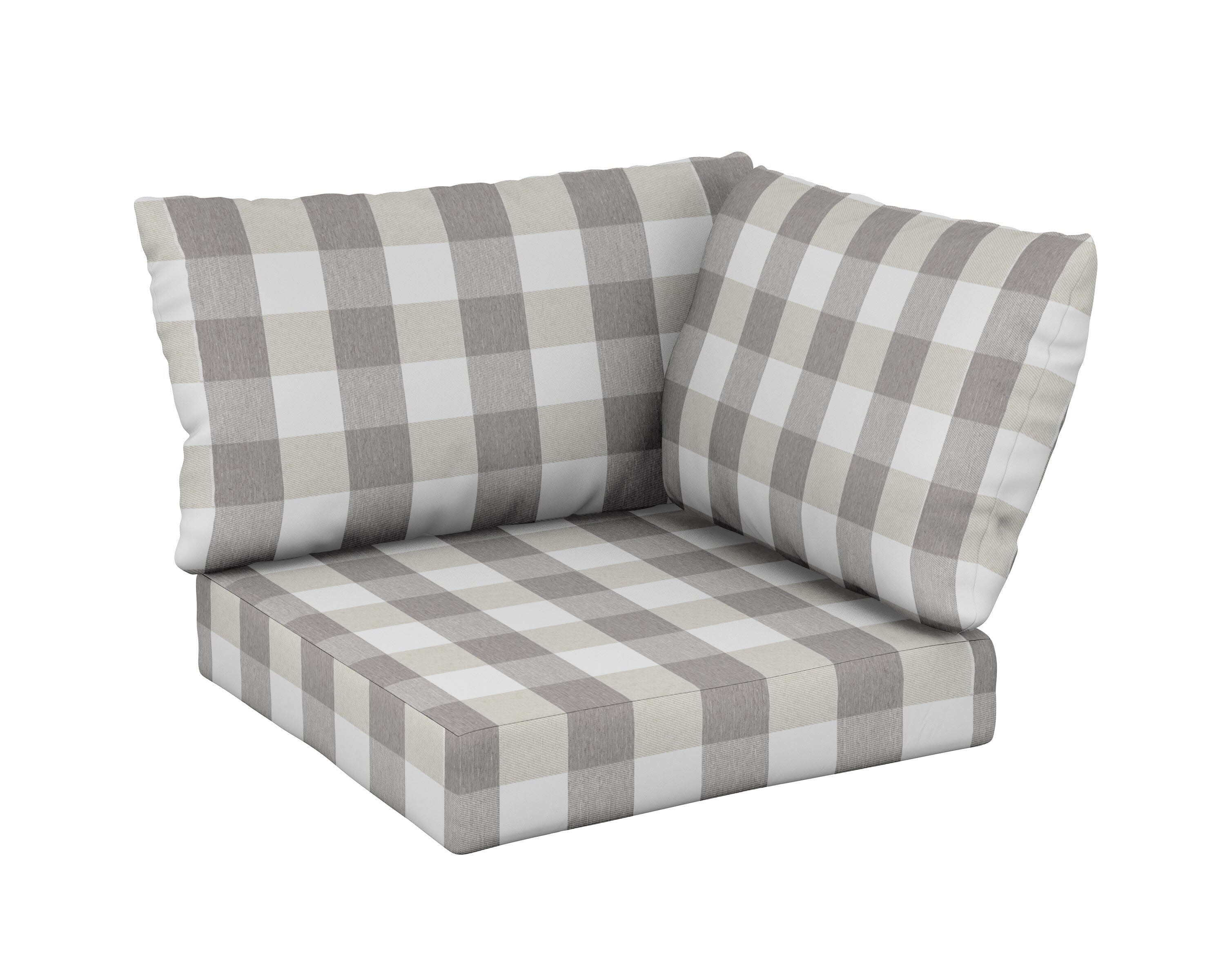 Modular Corner Cushion Set in Buffalo Plaid Grey Mist