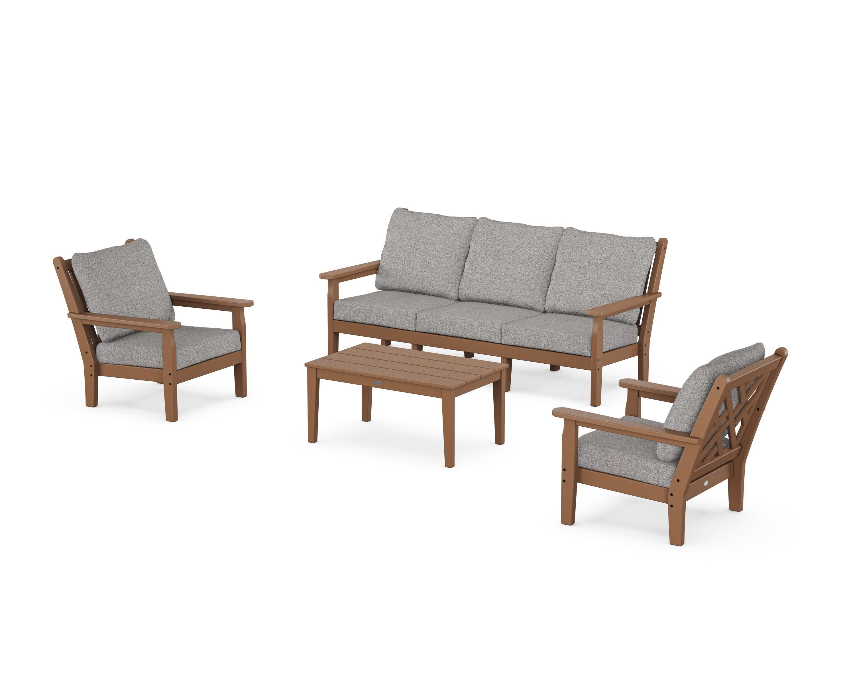 Chippendale 4-Piece Deep Seating Set with Sofa in Teak / Grey Mist