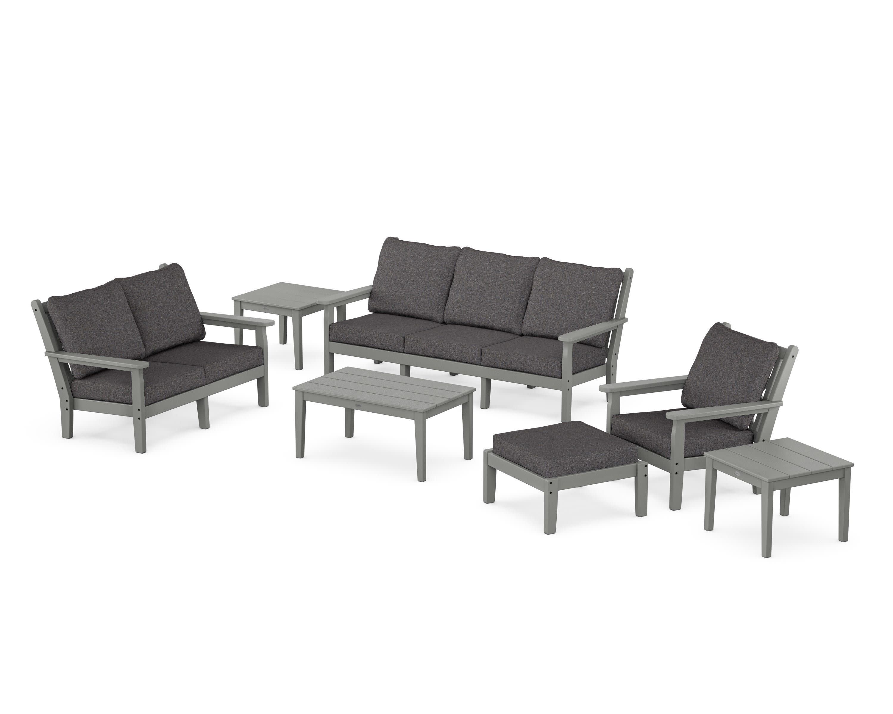 Chippendale 7-Piece Deep Seating Set in Slate Grey / Ash Charcoal