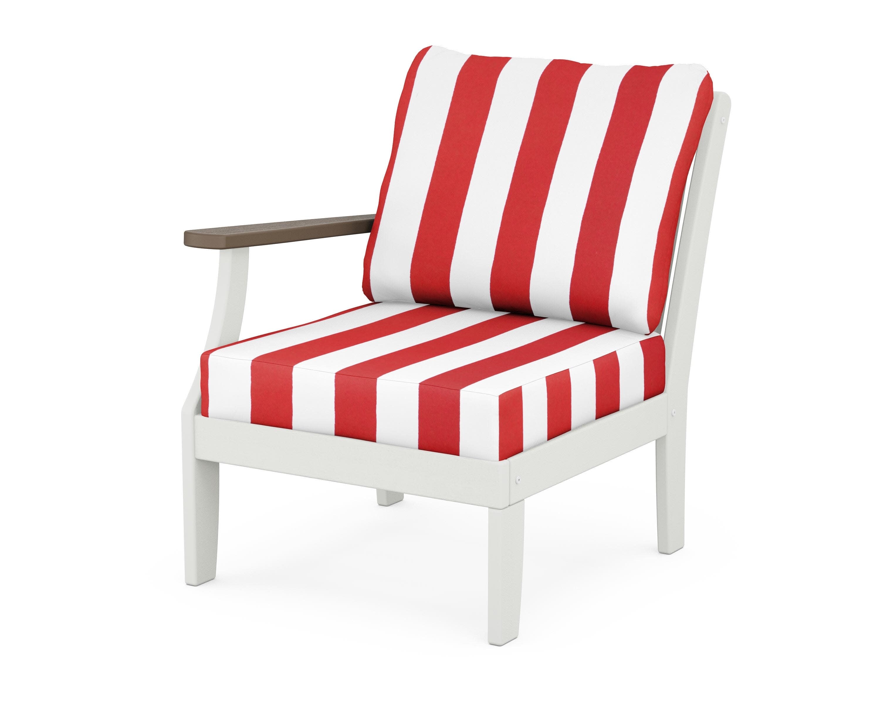 Braxton Modular Left Arm Chair in White / Kona / Cabana Stripe Crimson