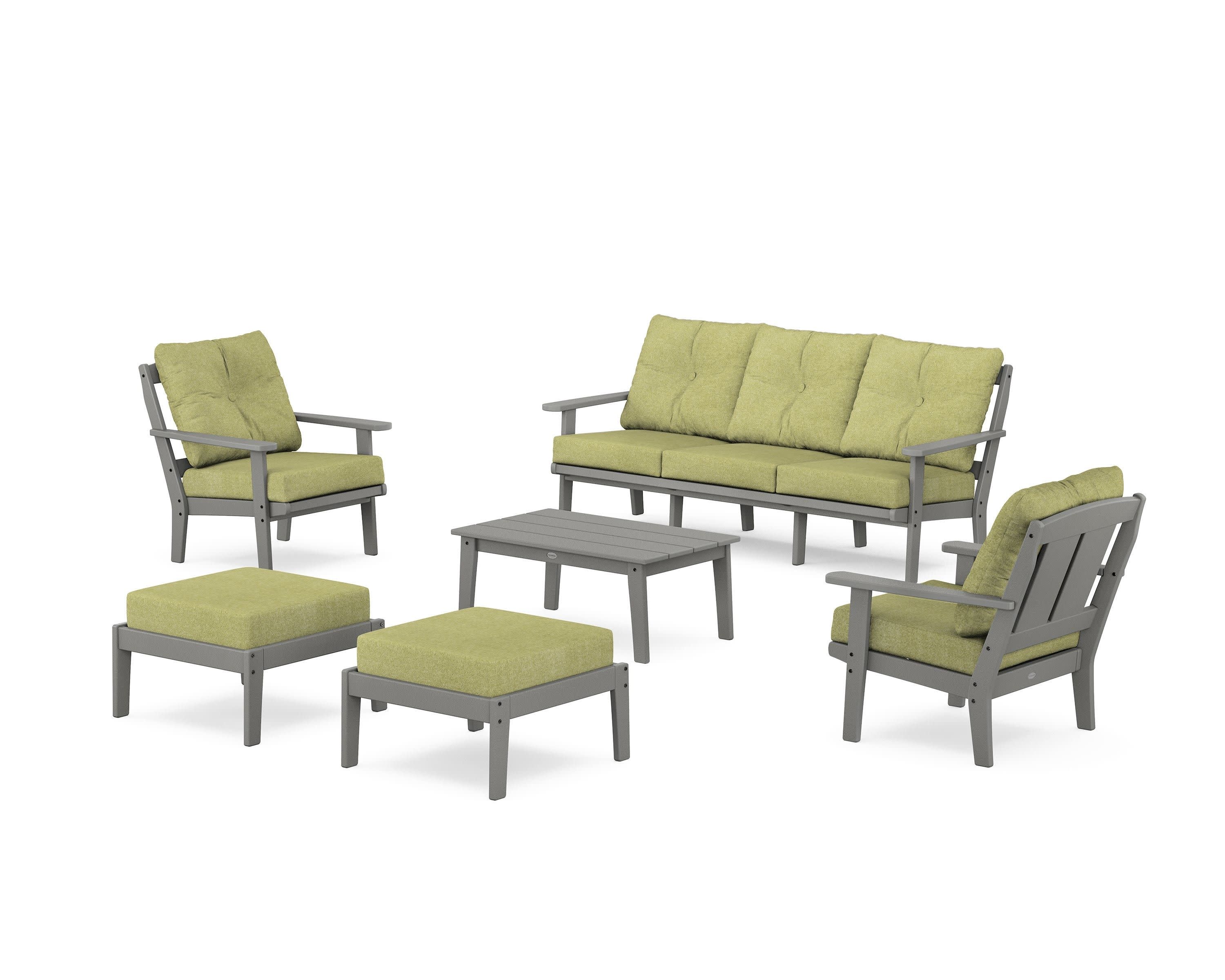 Mission 6-Piece Lounge Sofa Set in Slate Grey / Chartreuse Boucle