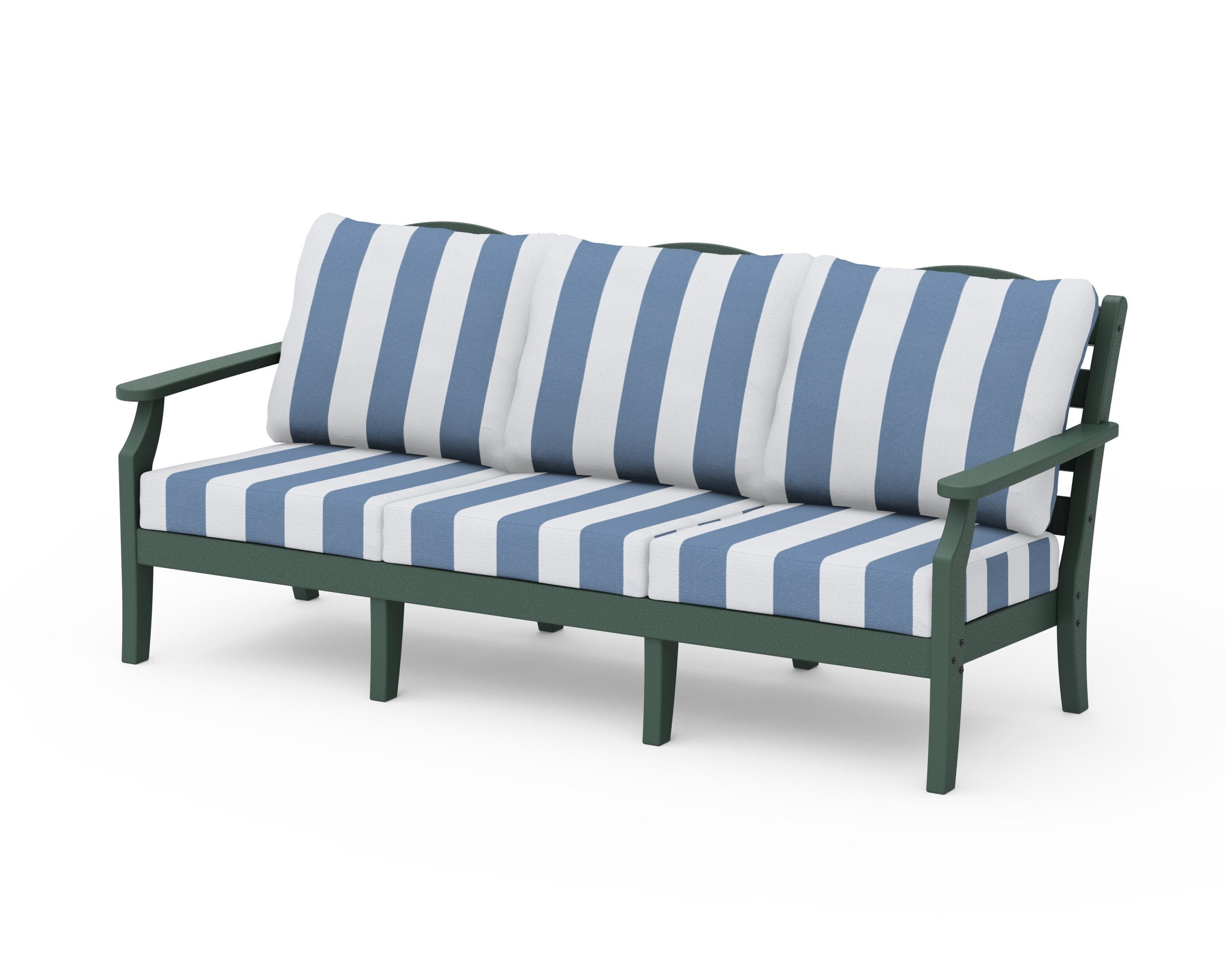 Savannah Deep Seating Sofa in Green / Cabana Stripe Sky Blue