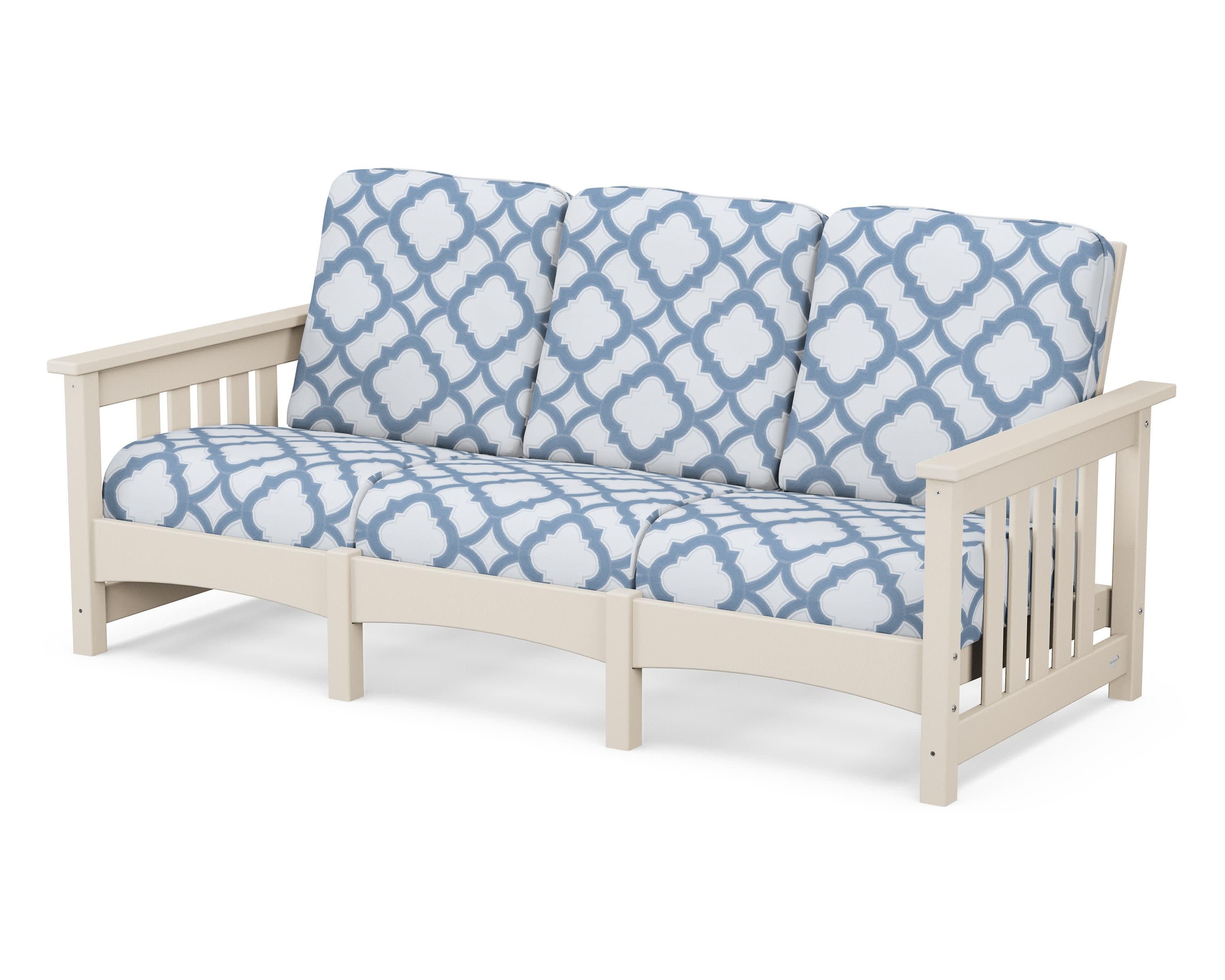 Club Mission Sofa in Sand / Trellis Sky Blue