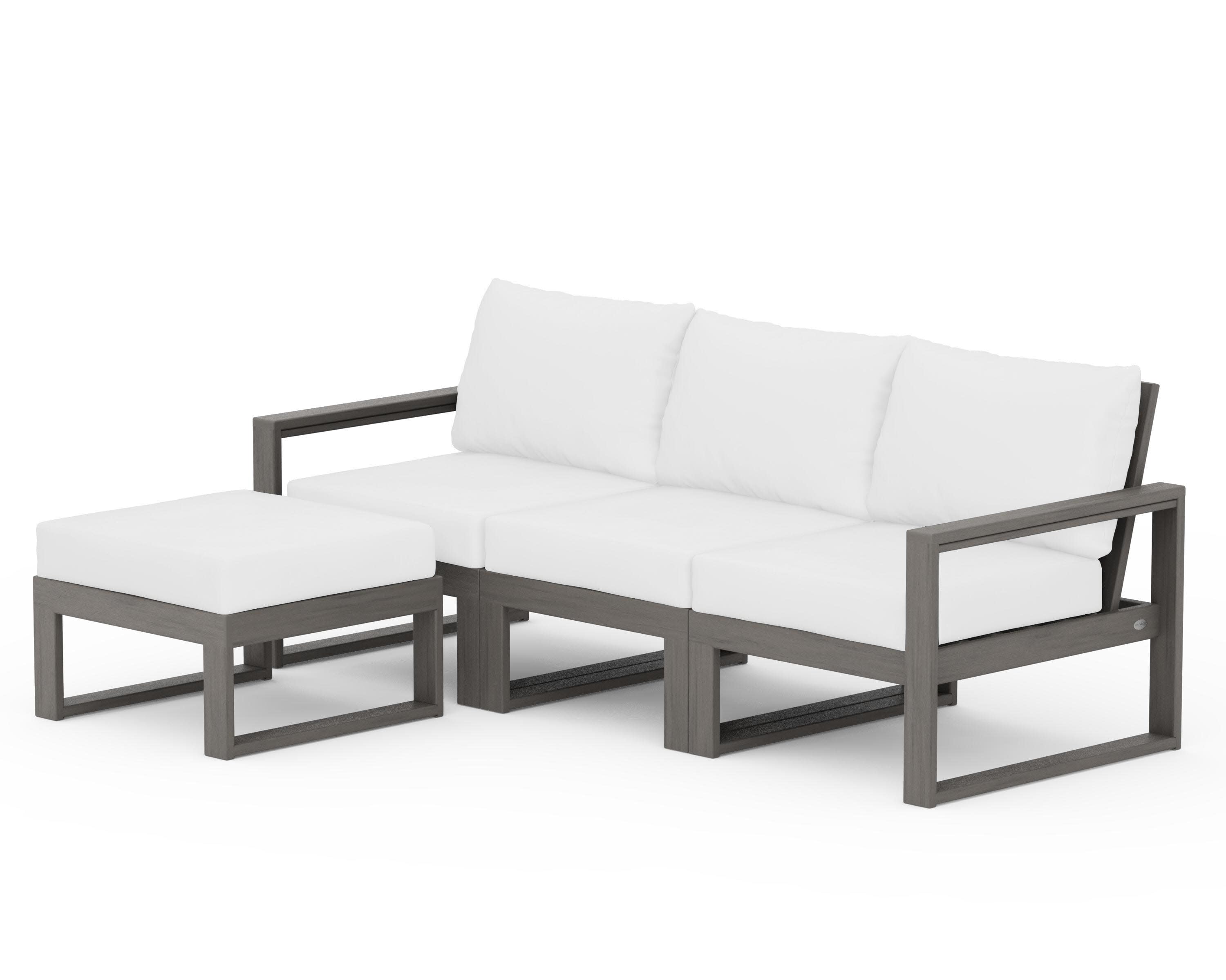 EDGE 4-Piece Modular Deep Seating Set with Ottoman in Driftwood / Natural