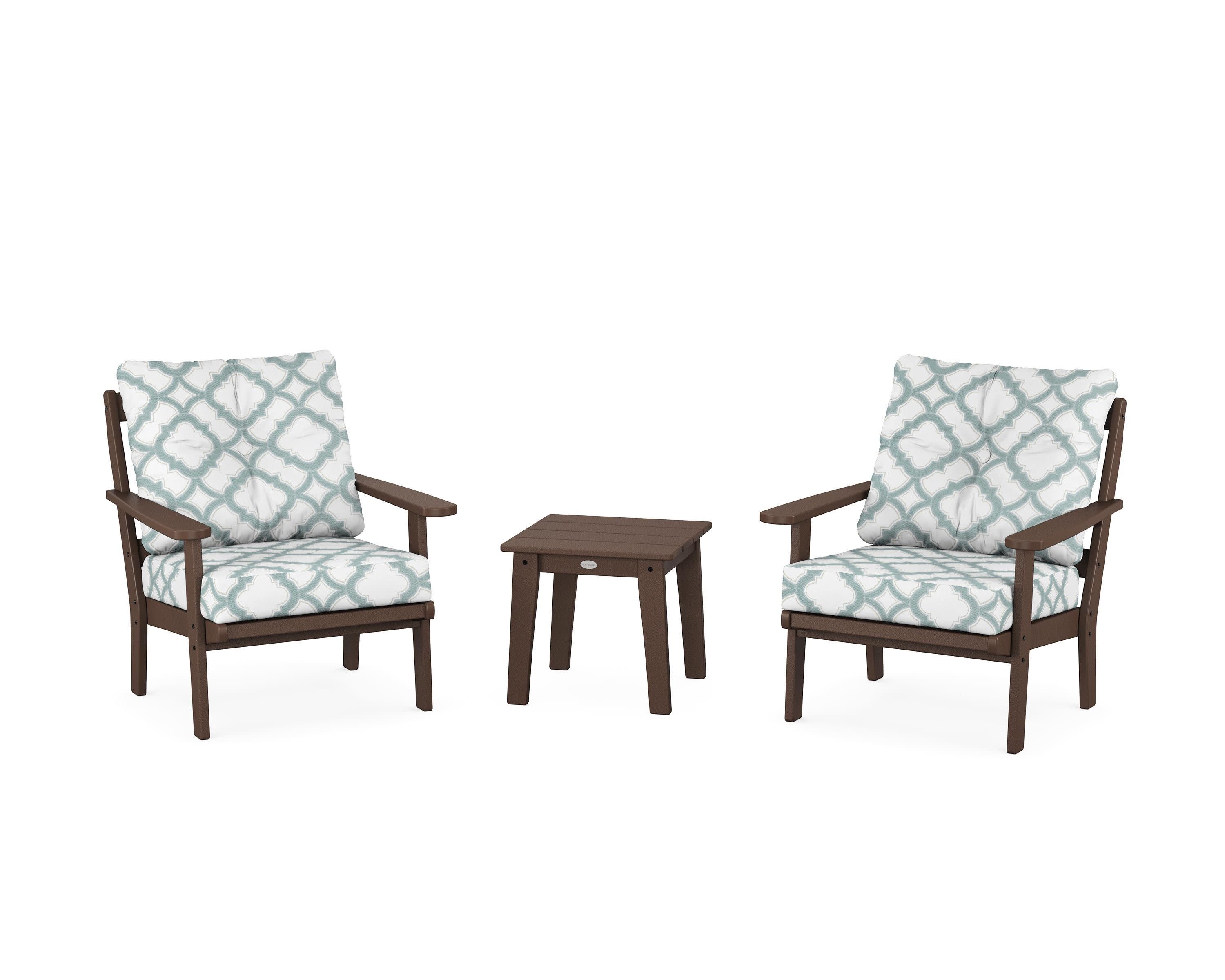Mission 3-Piece Deep Seating Set in Mahogany / Trellis Glacier Spa
