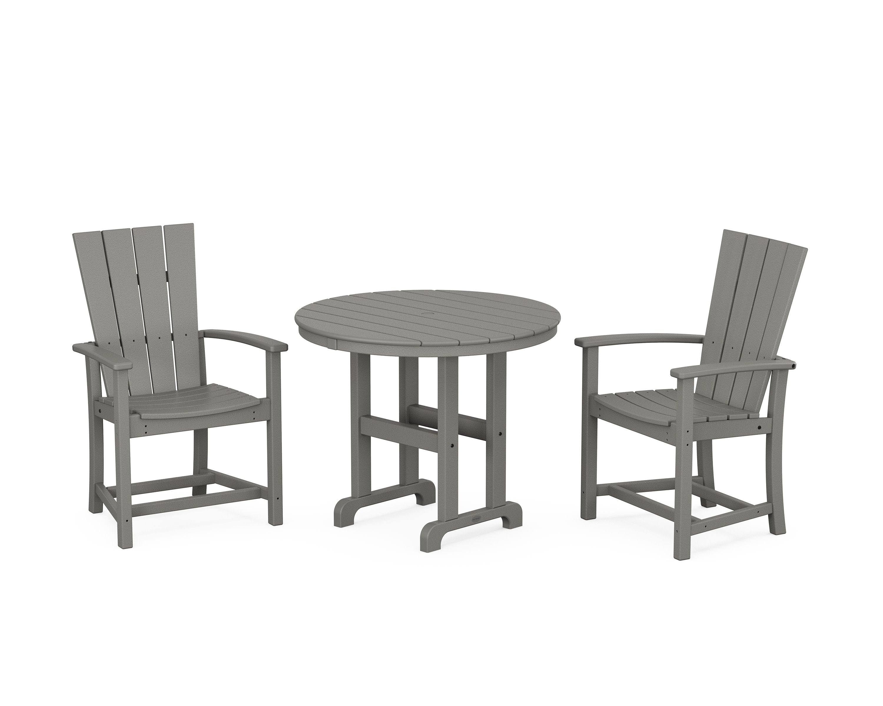 Quattro 3-Piece Round Farmhouse Dining Set in Slate Grey