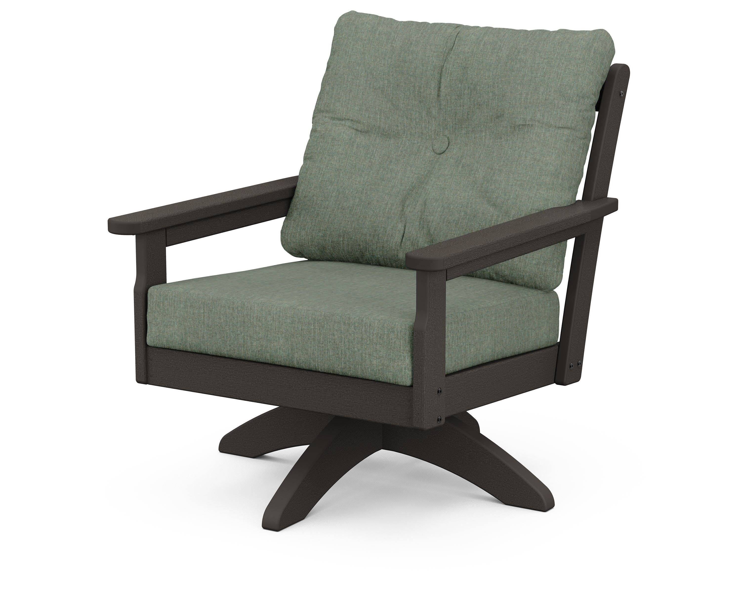 Vineyard Deep Seating Swivel Chair in Vintage Coffee / Cast Sage