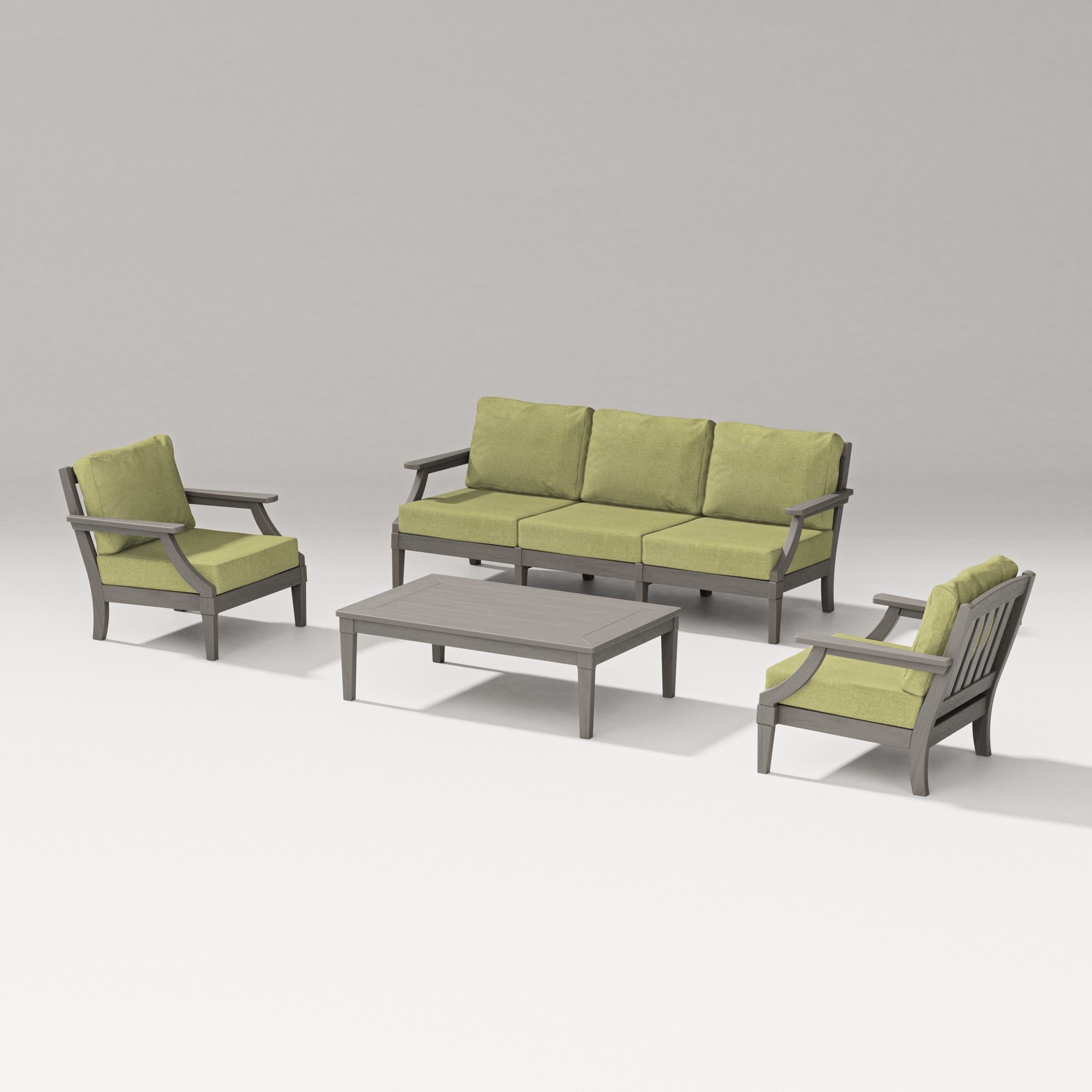 Estate 4-Piece Lounge Sofa Set in Driftwood / Chartreuse Boucle