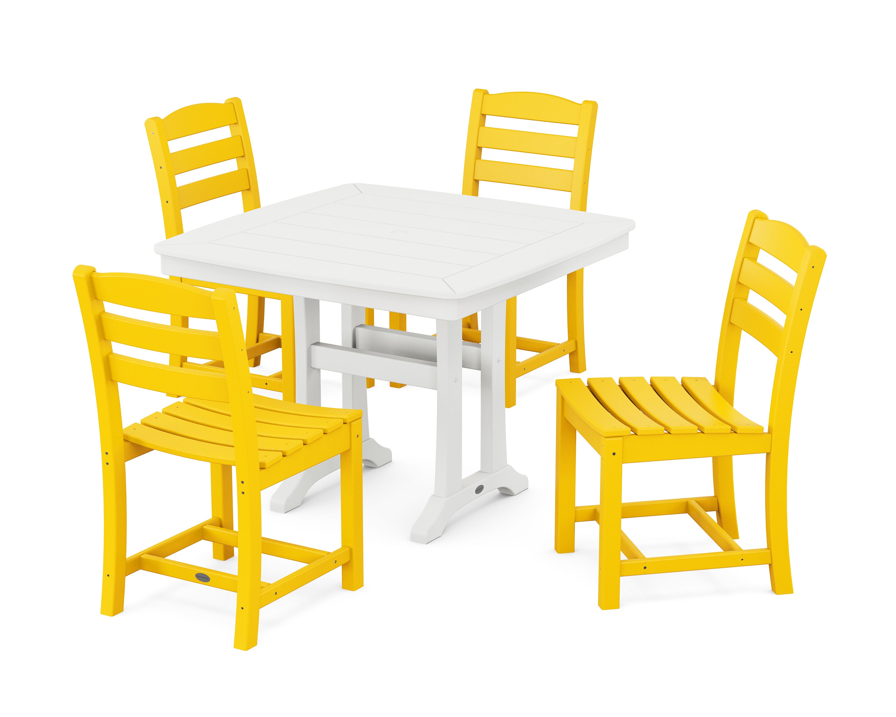 La Casa Caf Side Chair 5-Piece Dining Set with Trestle Legs in Lemon / White