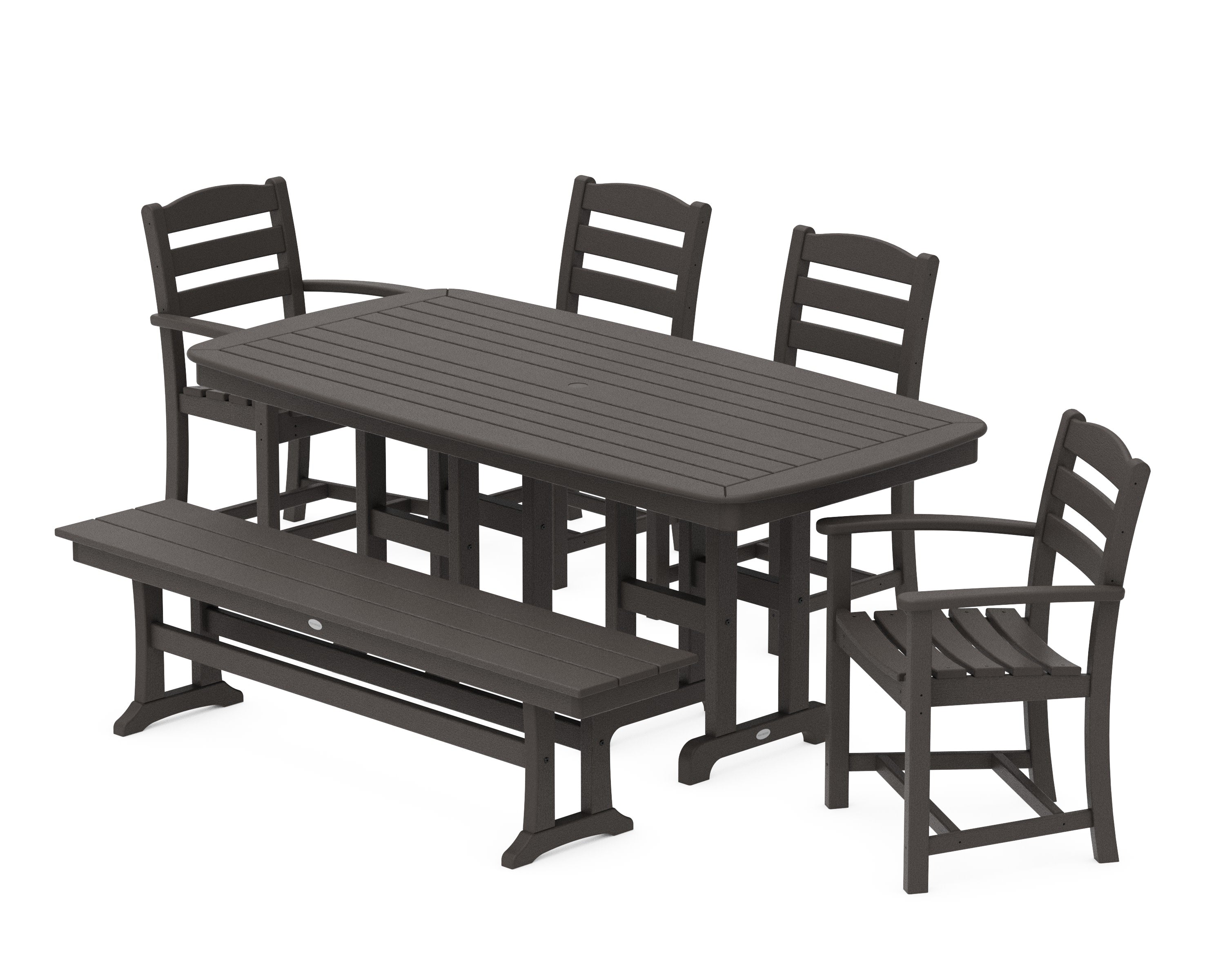 La Casa Caf 6-Piece Dining Set with Bench in Vintage Coffee