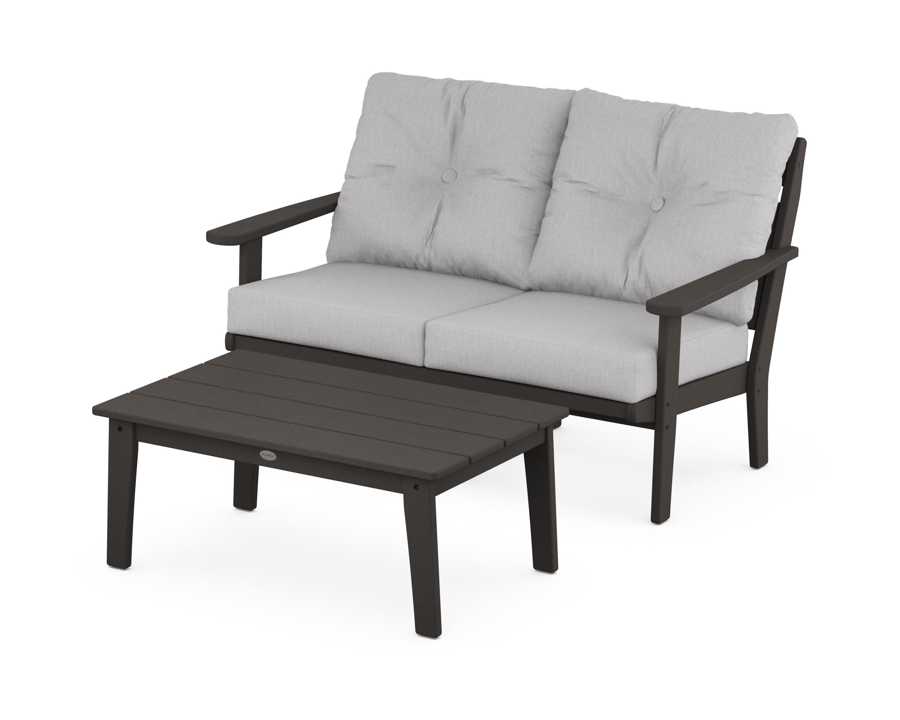Lakeside 2-Piece Lounge Loveseat Set in Vintage Coffee / Granite
