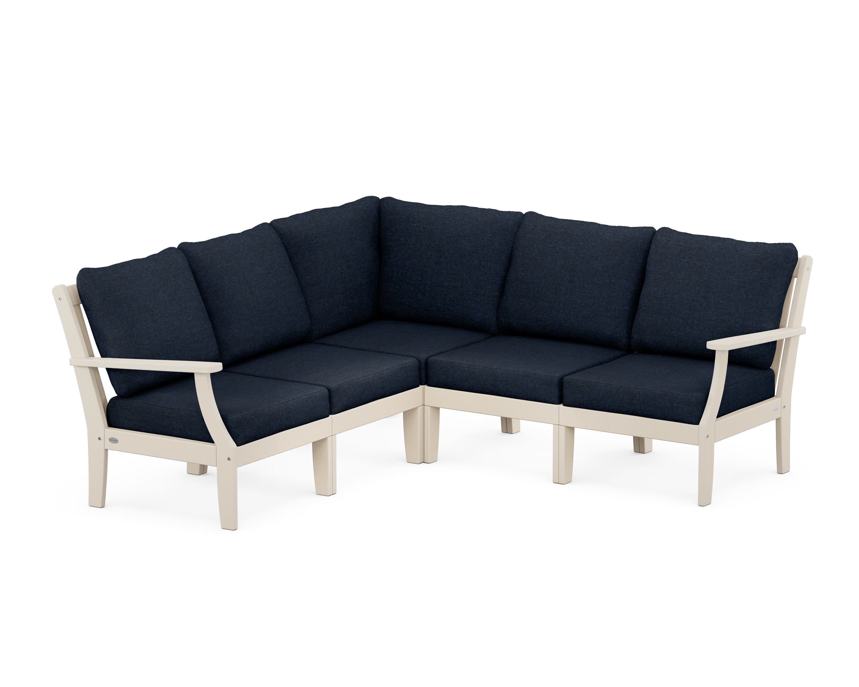Braxton Modular 5-Piece Deep Seating Set in Sand / Marine Indigo