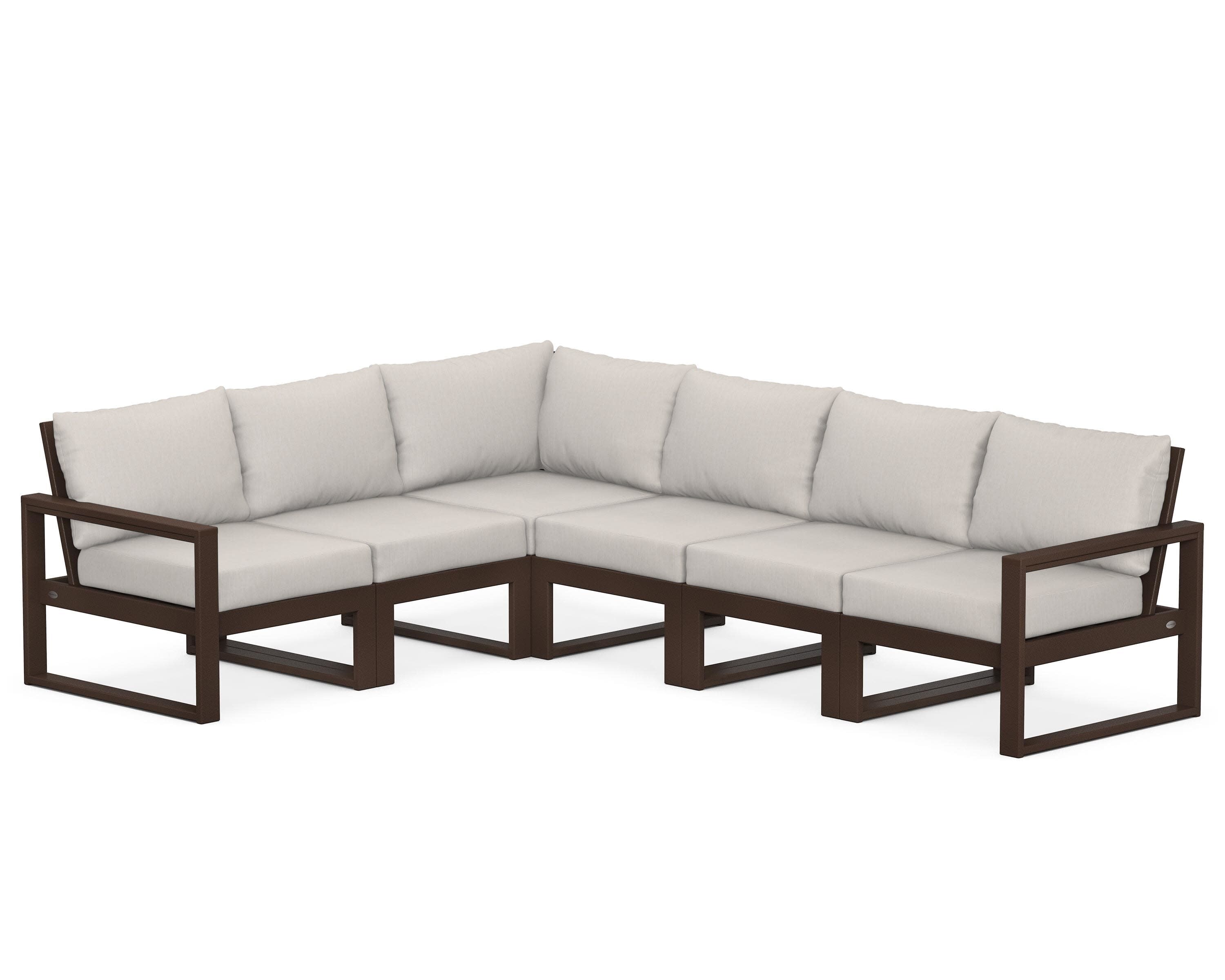 EDGE 6-Piece Modular Deep Seating Set in Mahogany / Cast Ash