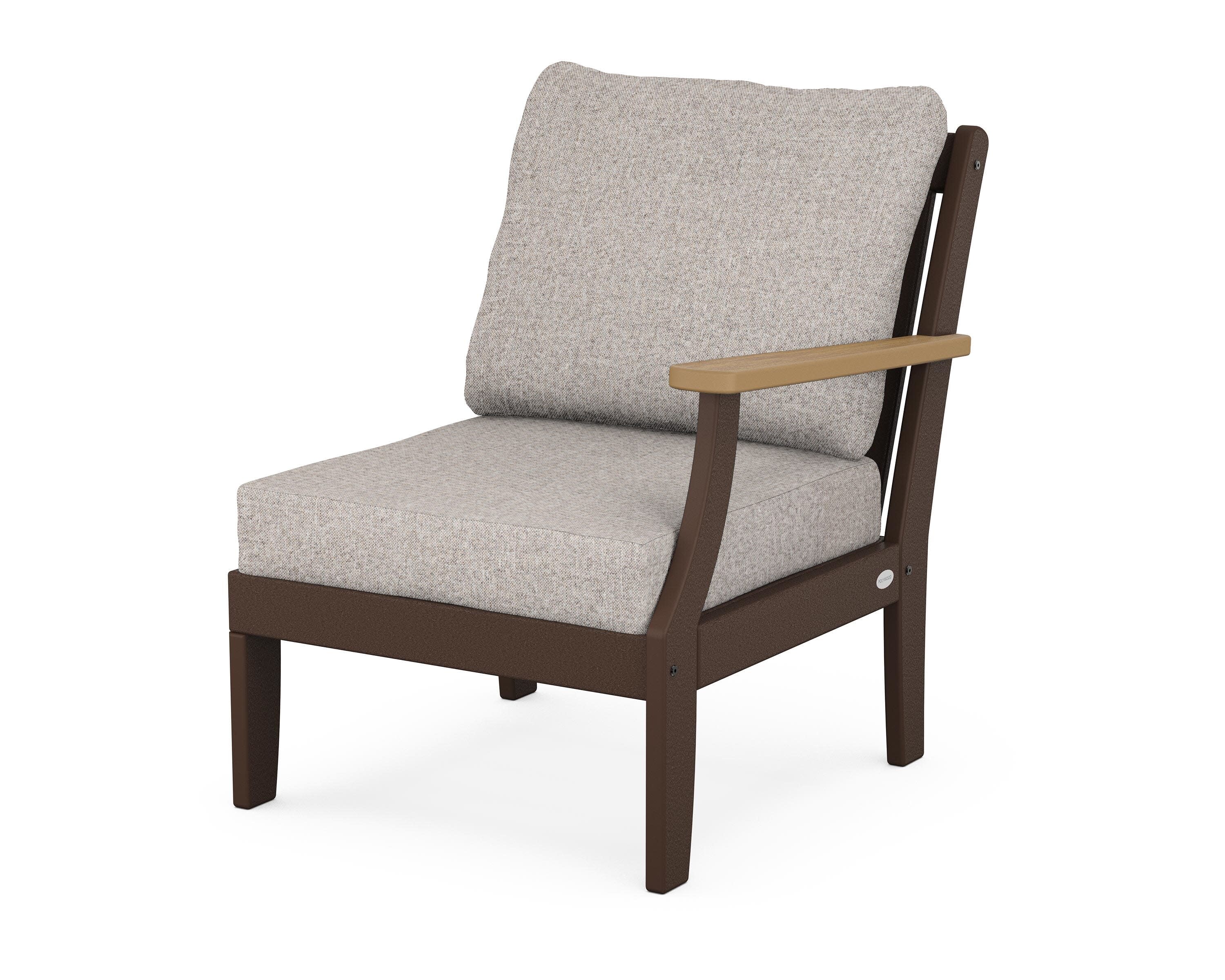 Braxton Modular Right Arm Chair in Mahogany / Natural / Weathered Tweed
