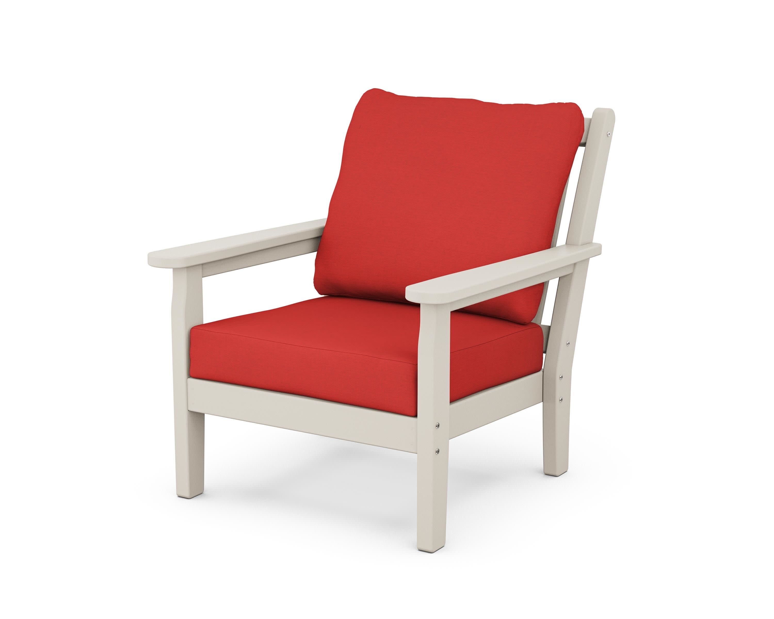Chippendale Deep Seating Chair in Sand / Crimson Linen