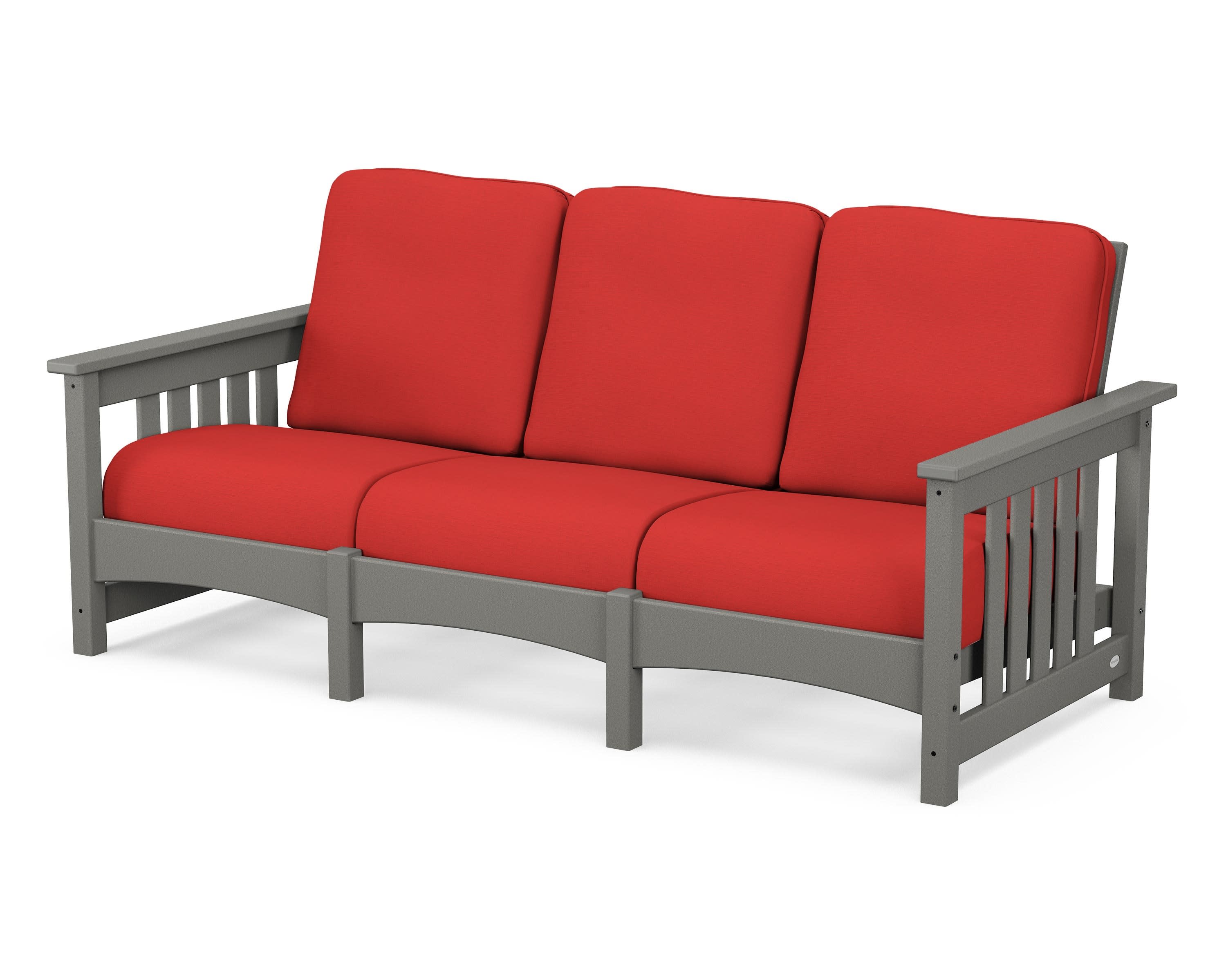 Club Mission Sofa in Slate Grey / Crimson Linen