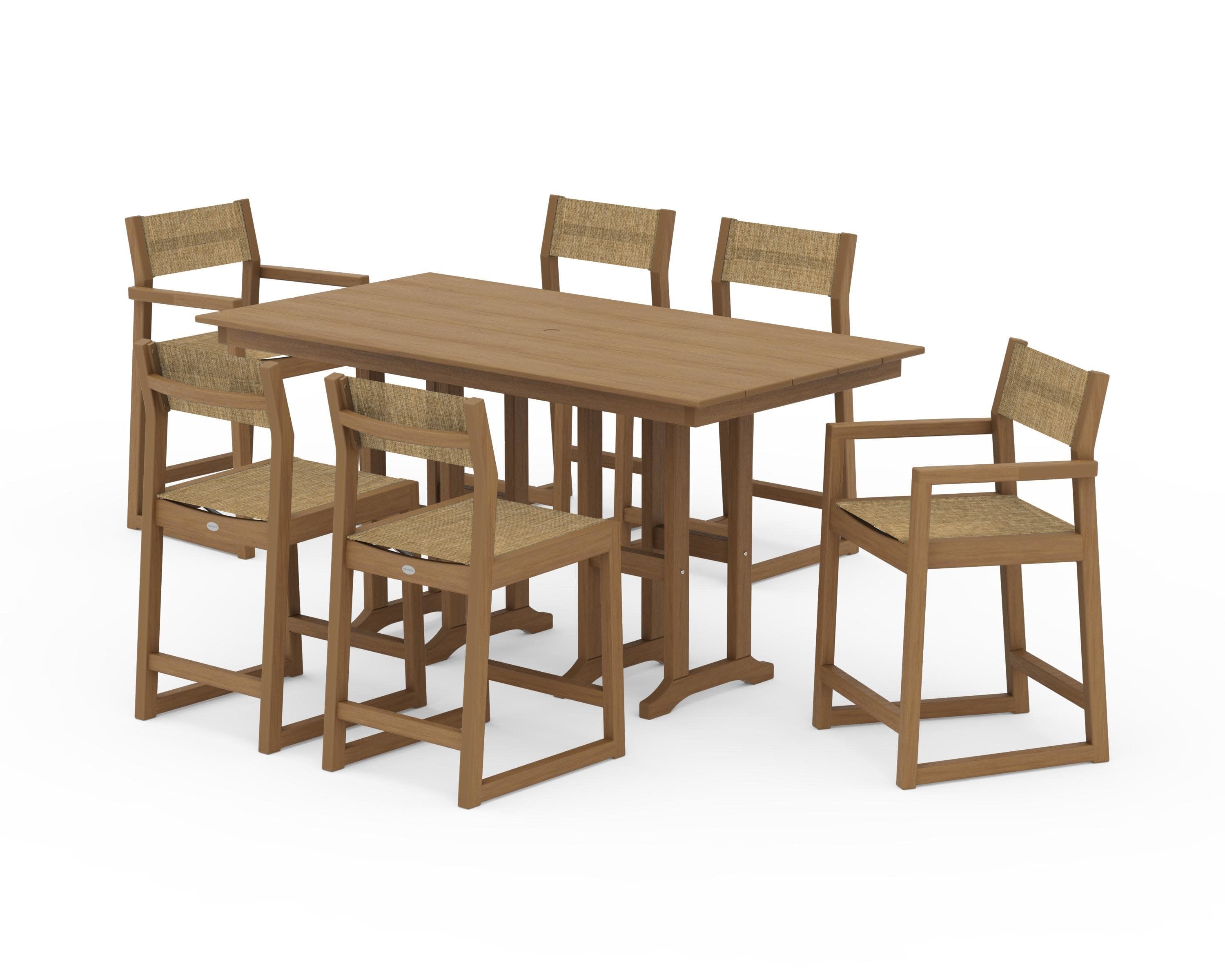 EDGE Sling 7-Piece Farmhouse Counter Set in Natural / Burlap Sling