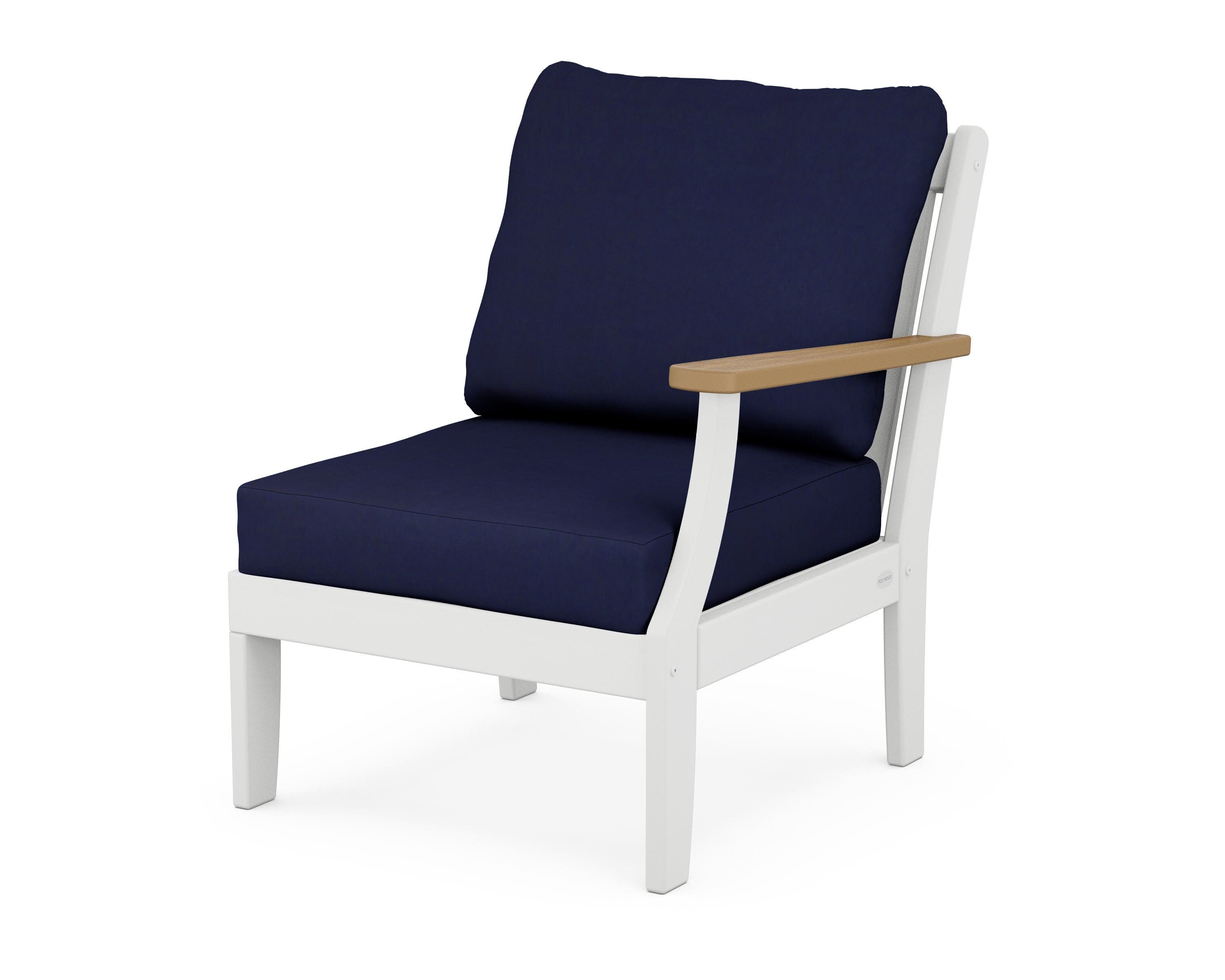 Braxton Modular Right Arm Chair in White / Natural / Navy
