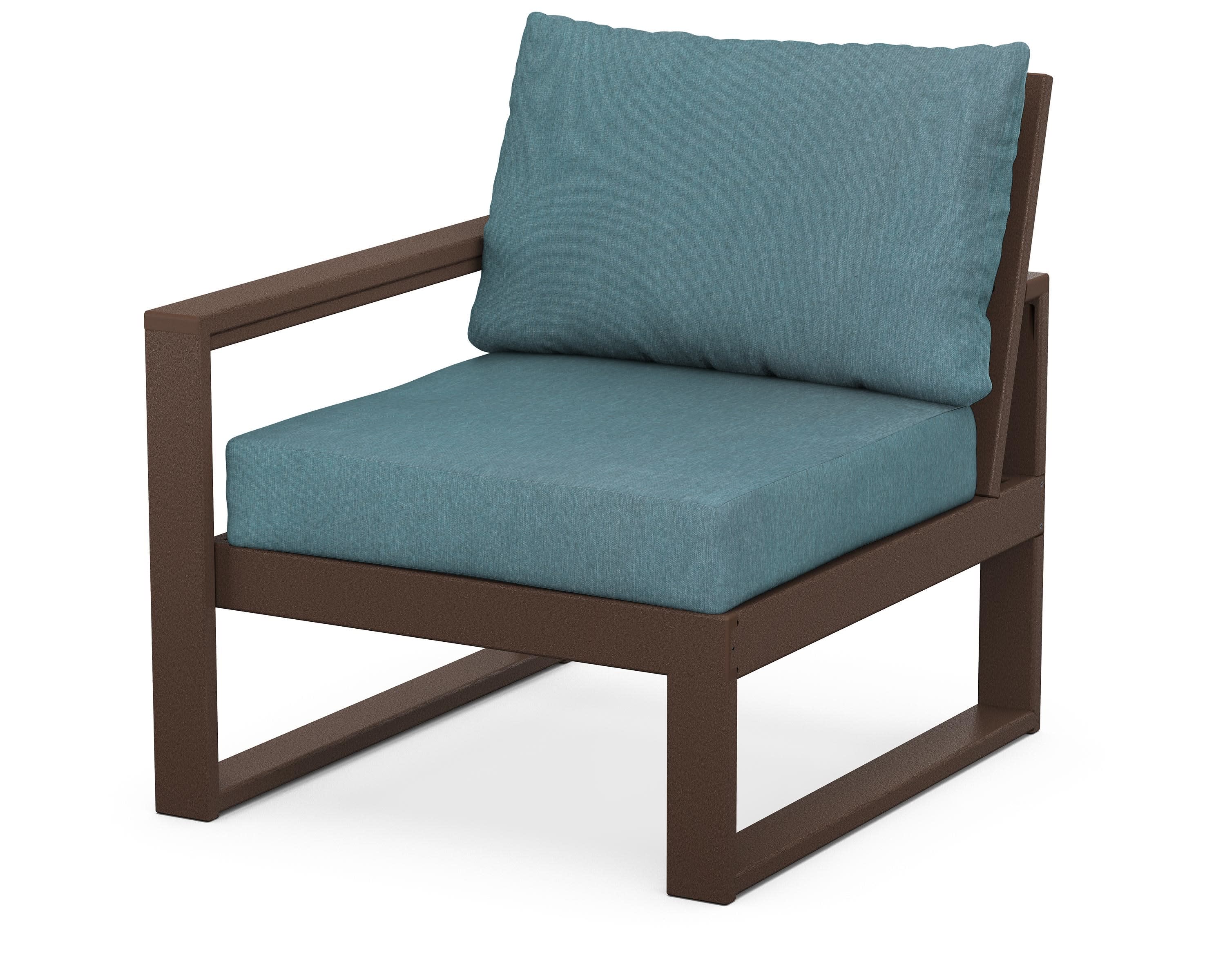 EDGE Modular Left Arm Chair in Mahogany / Ocean Teal
