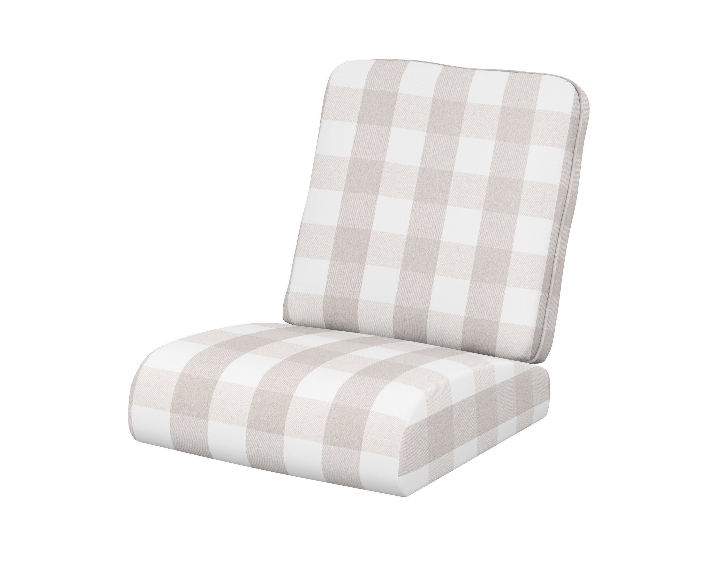 Club Seat/Back Cushion in Buffalo Plaid Dune Burlap