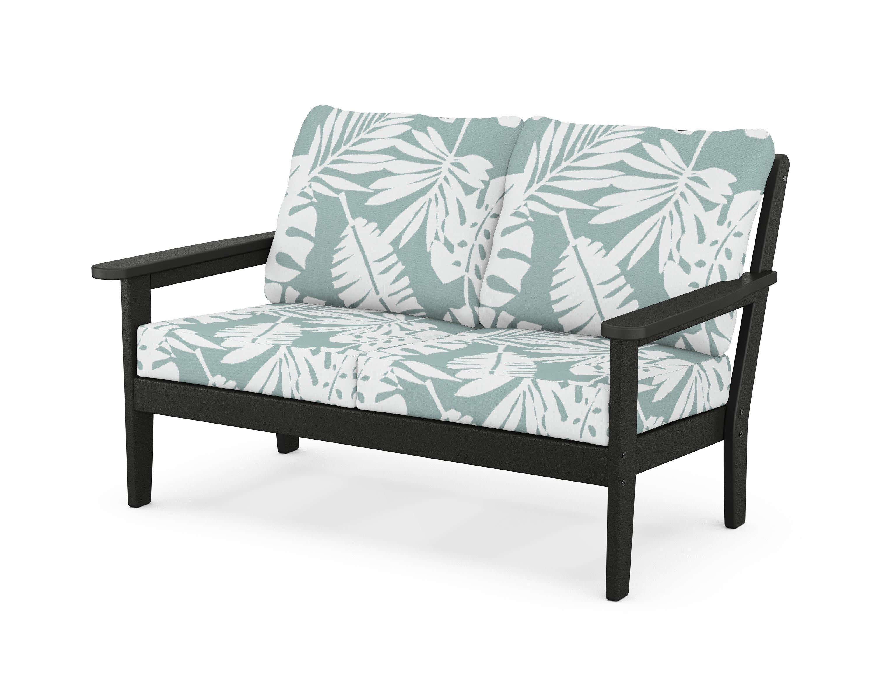 Cottage Deep Seating Loveseat in Black / Leaf Glacier Spa