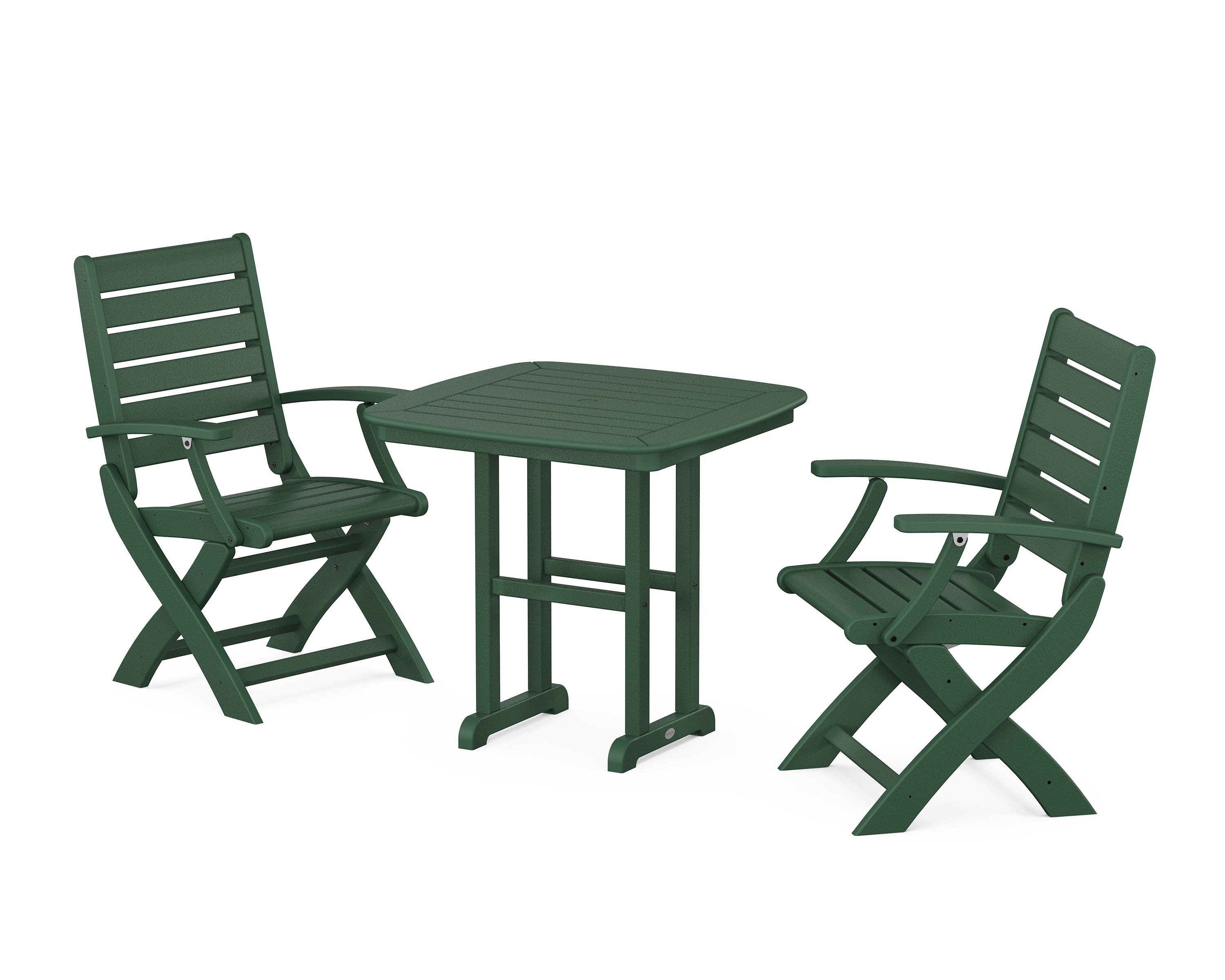 Signature Folding Chair 3-Piece Dining Set in Green