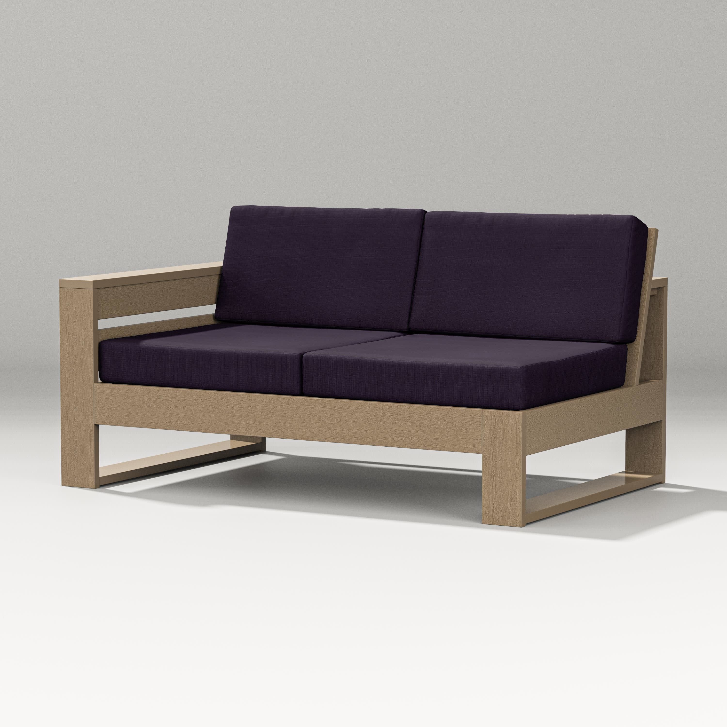 Latitude Modular Left Arm Loveseat in Vintage Sahara / Navy Linen
