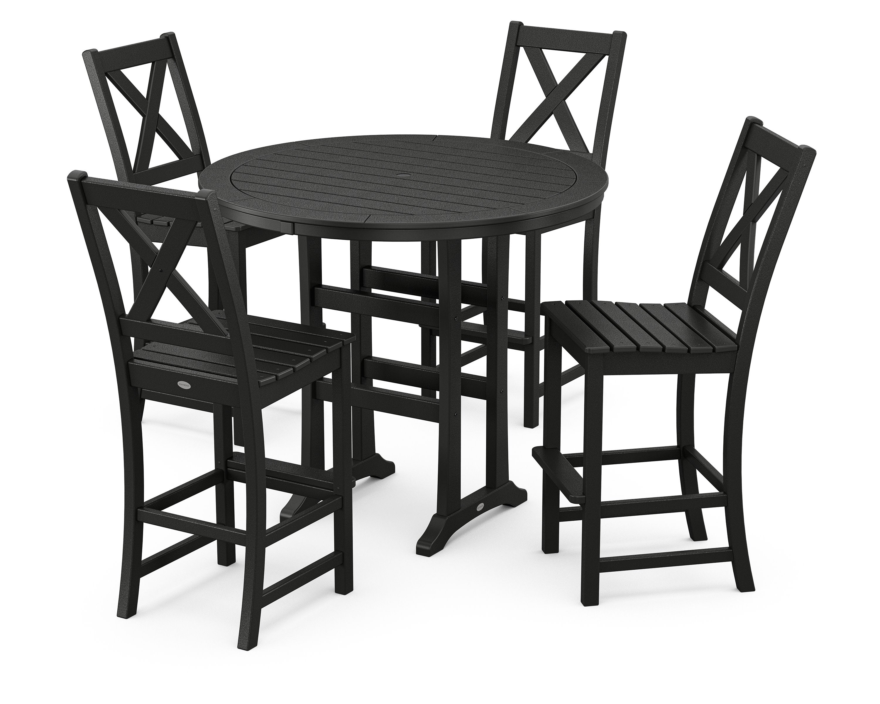 Braxton 5-Piece Nautical Trestle Arm Chair Bar Set in Black