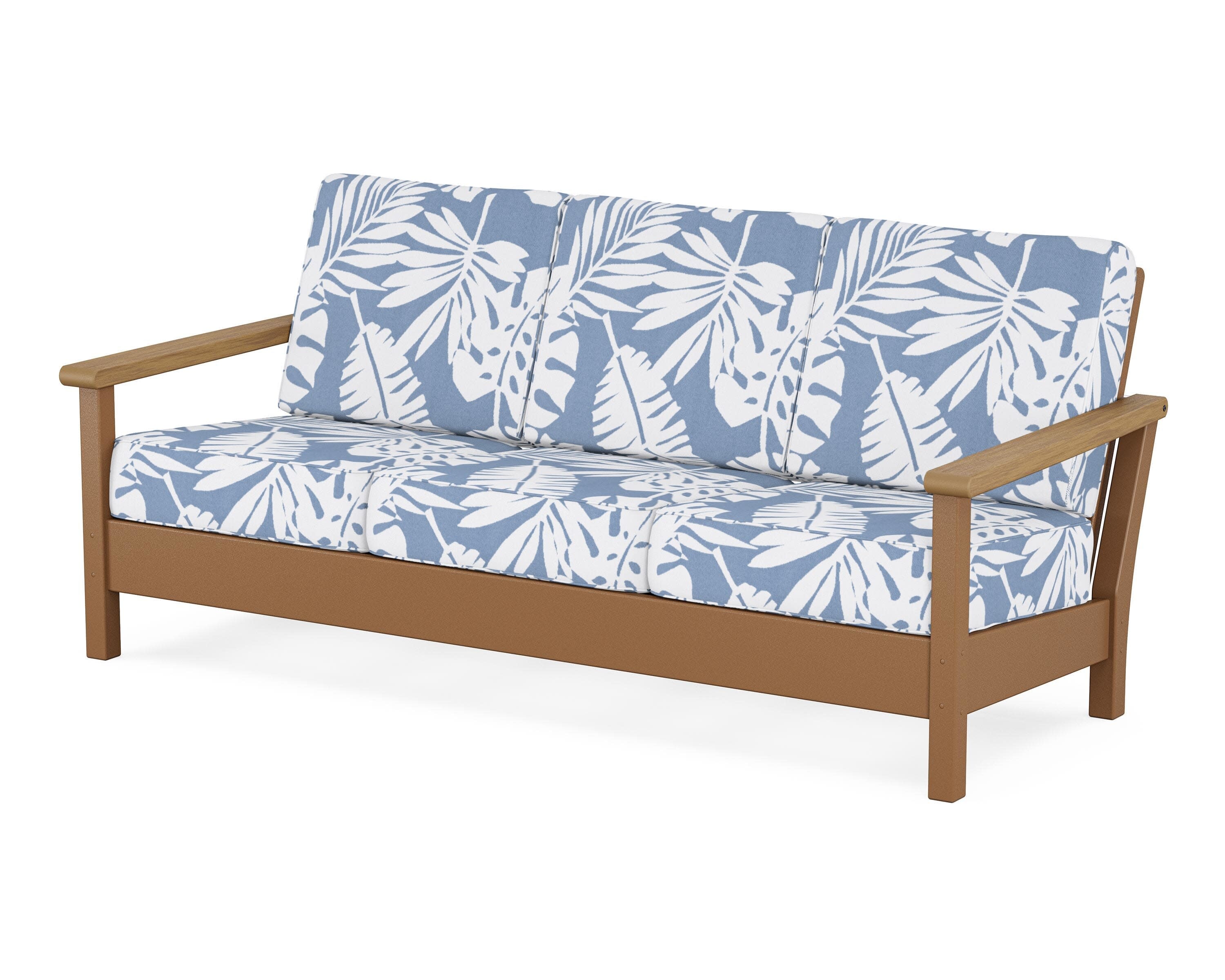 Harbour Deep Seating Sofa in Teak / Natural / Leaf Sky Blue