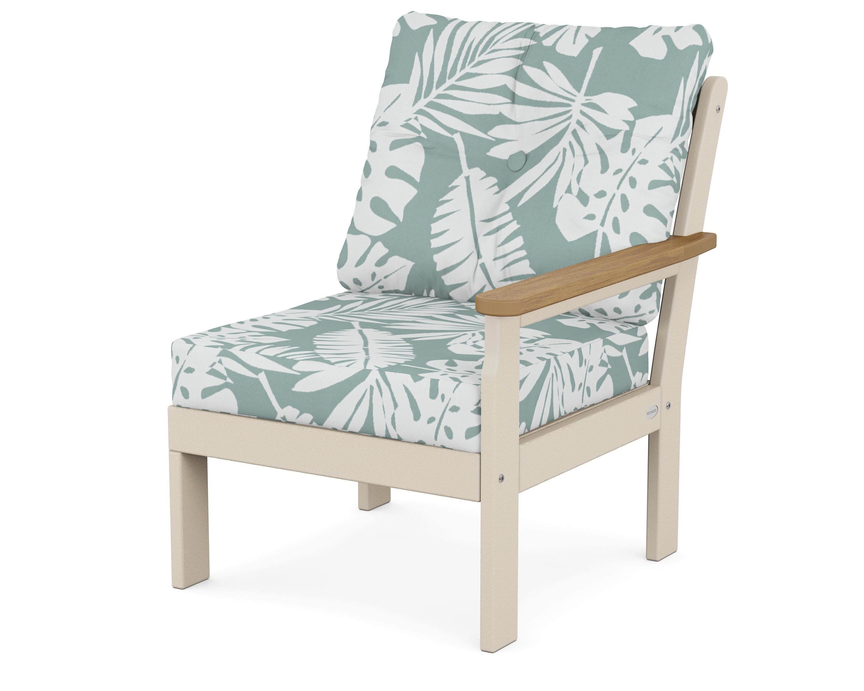 Vineyard Modular Right Arm Chair in Sand / Natural / Leaf Glacier Spa