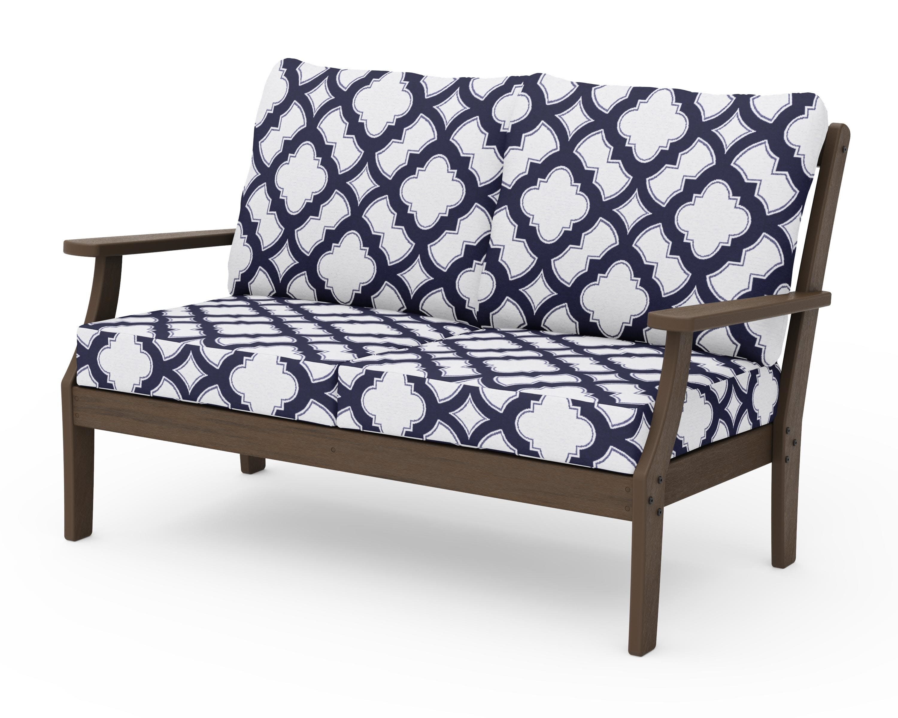 Braxton Deep Seating Loveseat in Kona / Trellis Navy