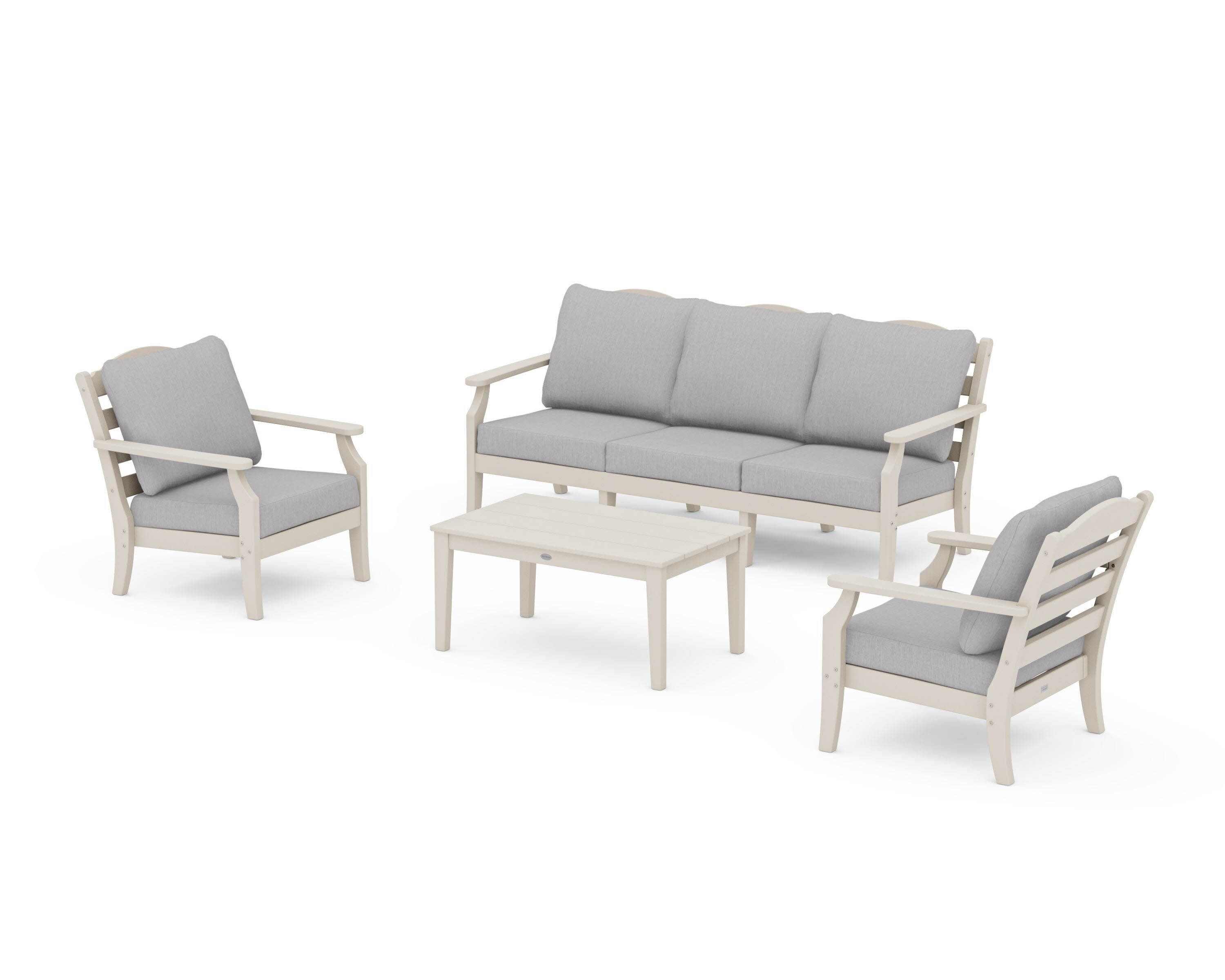 Savannah 4-Piece Deep Seating Set with Sofa in Sand / Granite