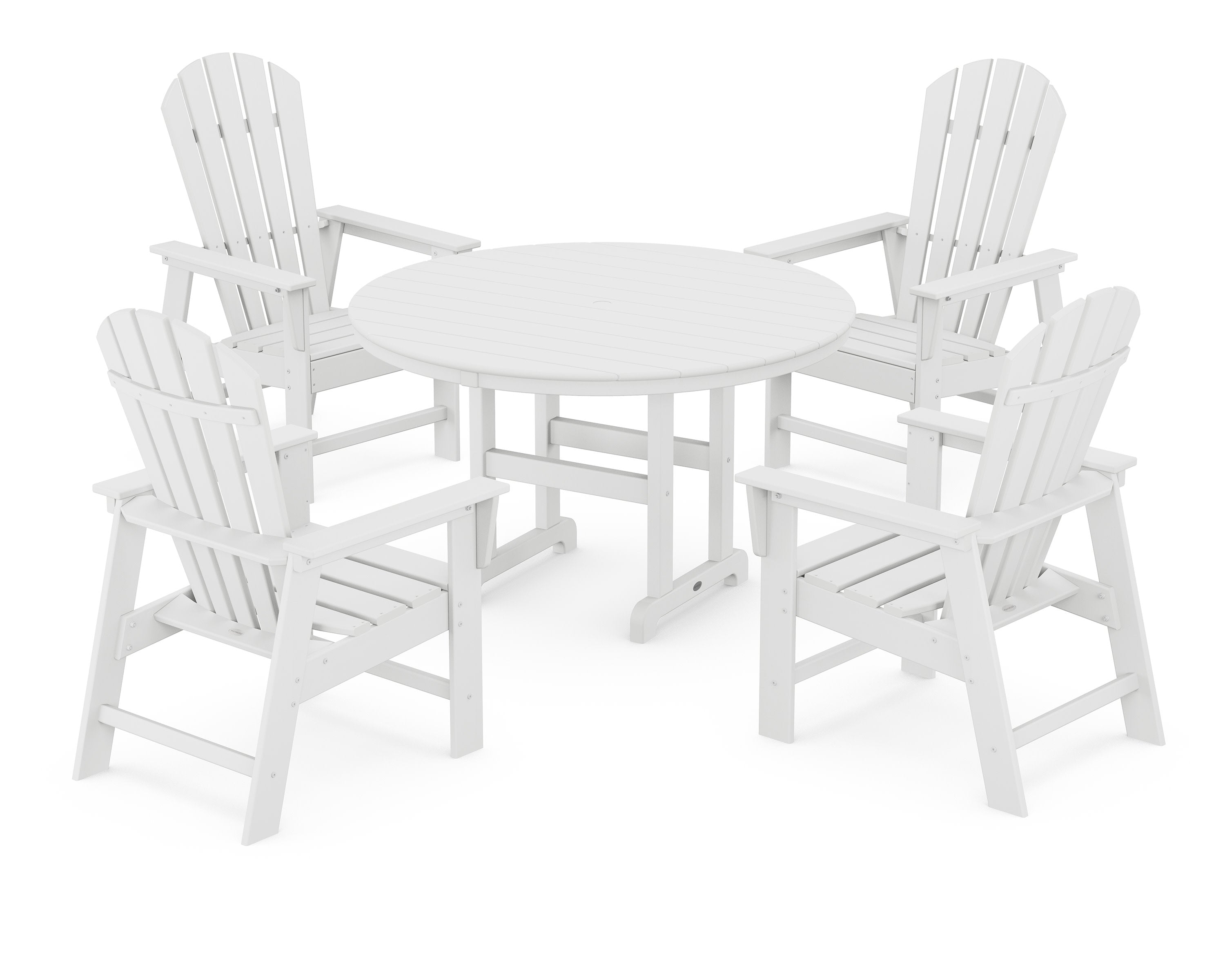 South Beach 5-Piece Round Farmhouse Dining Set in White