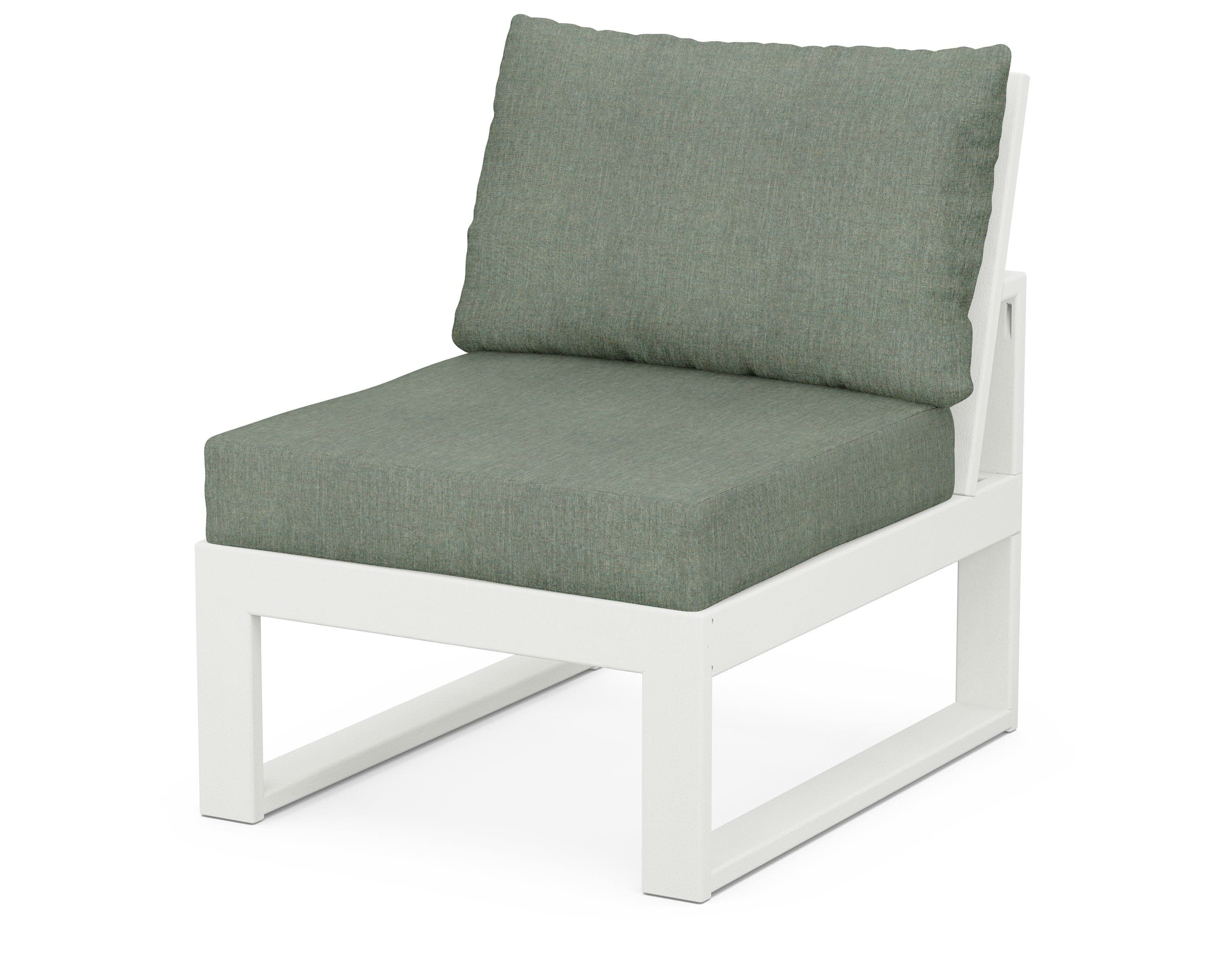 Modular Armless Chair in Vintage White / Cast Sage
