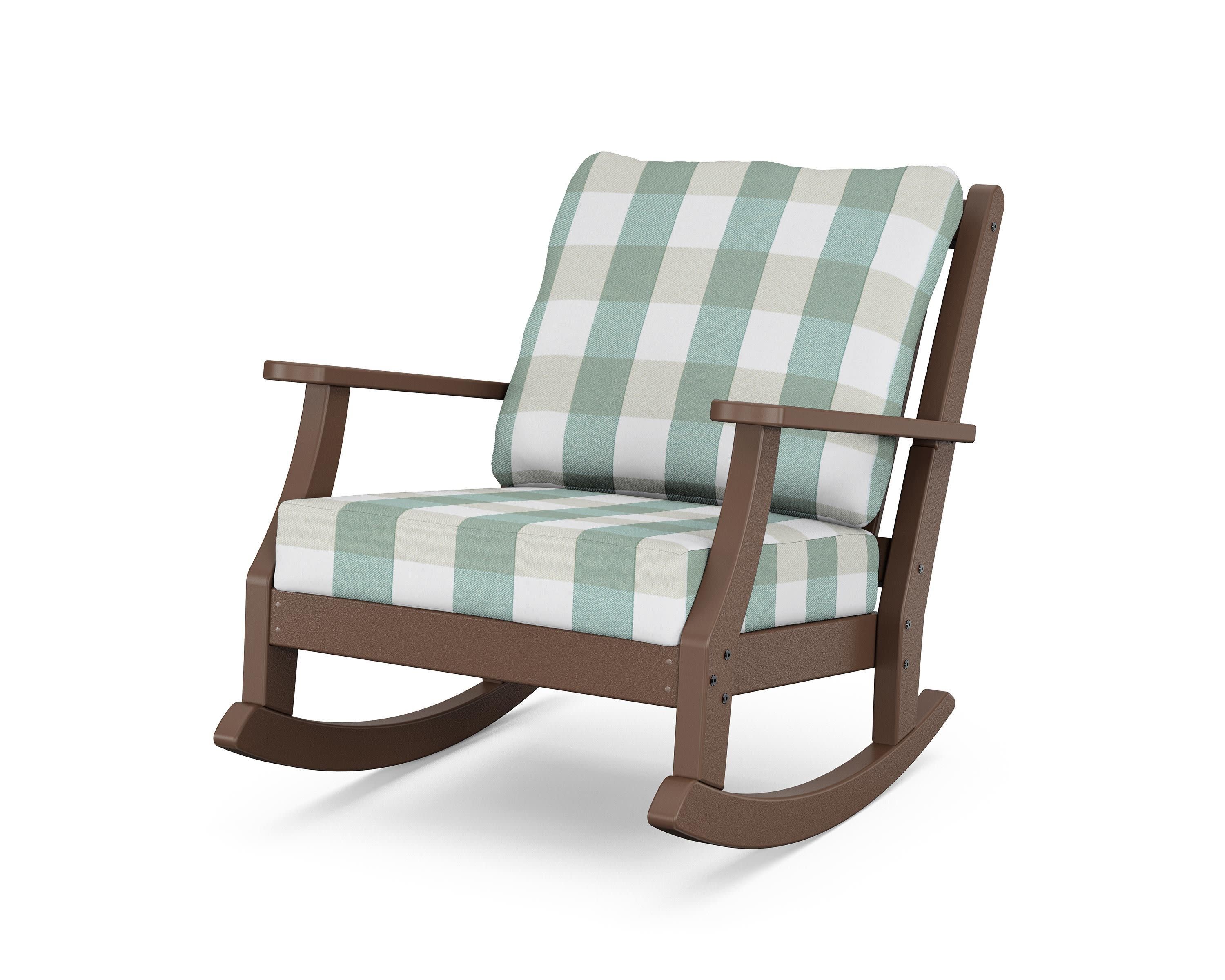 Wovendale Deep Seating Rocking Chair in Mahogany / Buffalo Plaid Glacier Spa